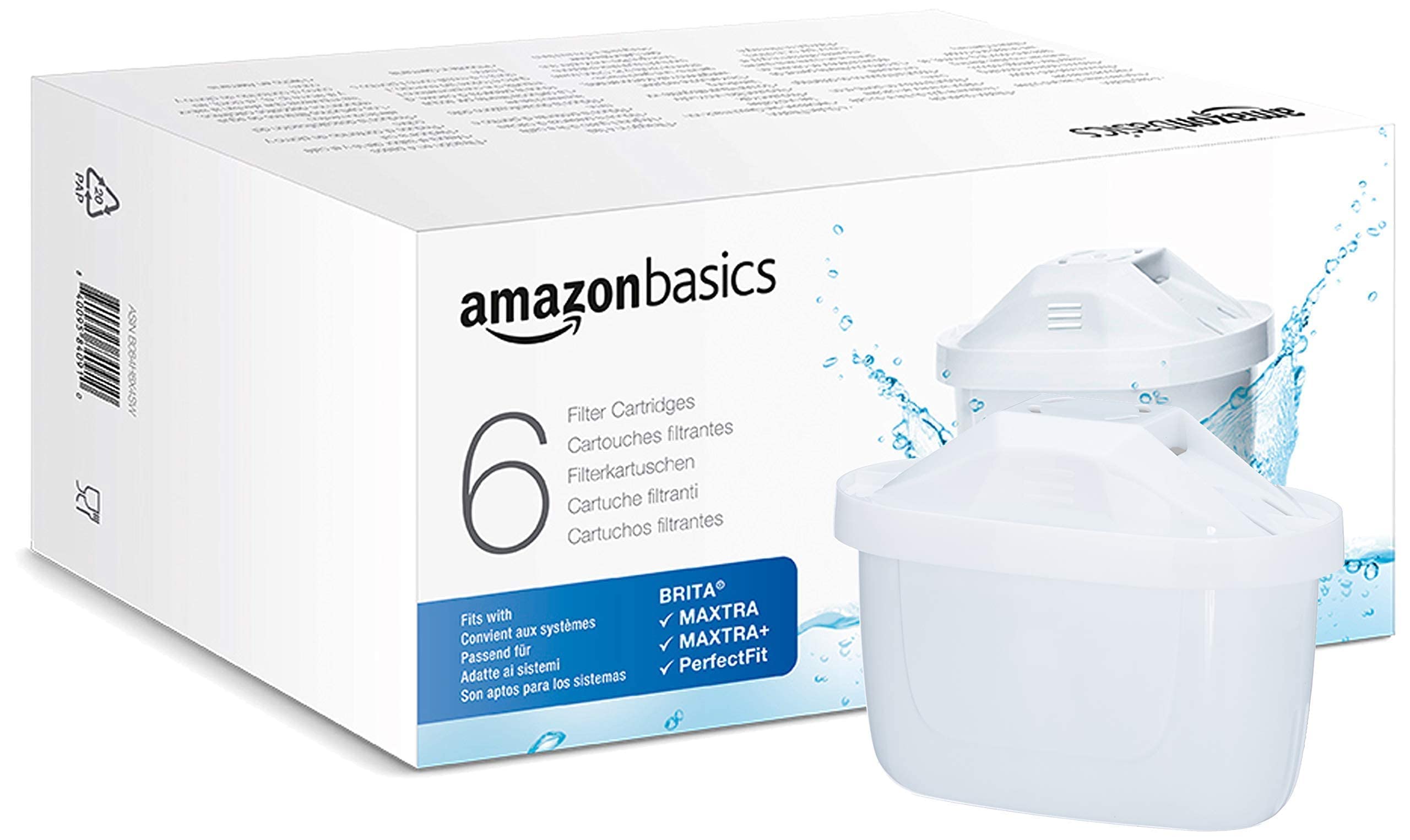 🌊🌿 Amazon Basics Wasserfilterkartuschen, 6 Stück - Reduziert Chlor & Kalk 🌿🌊 Angebot bei HelloDeals