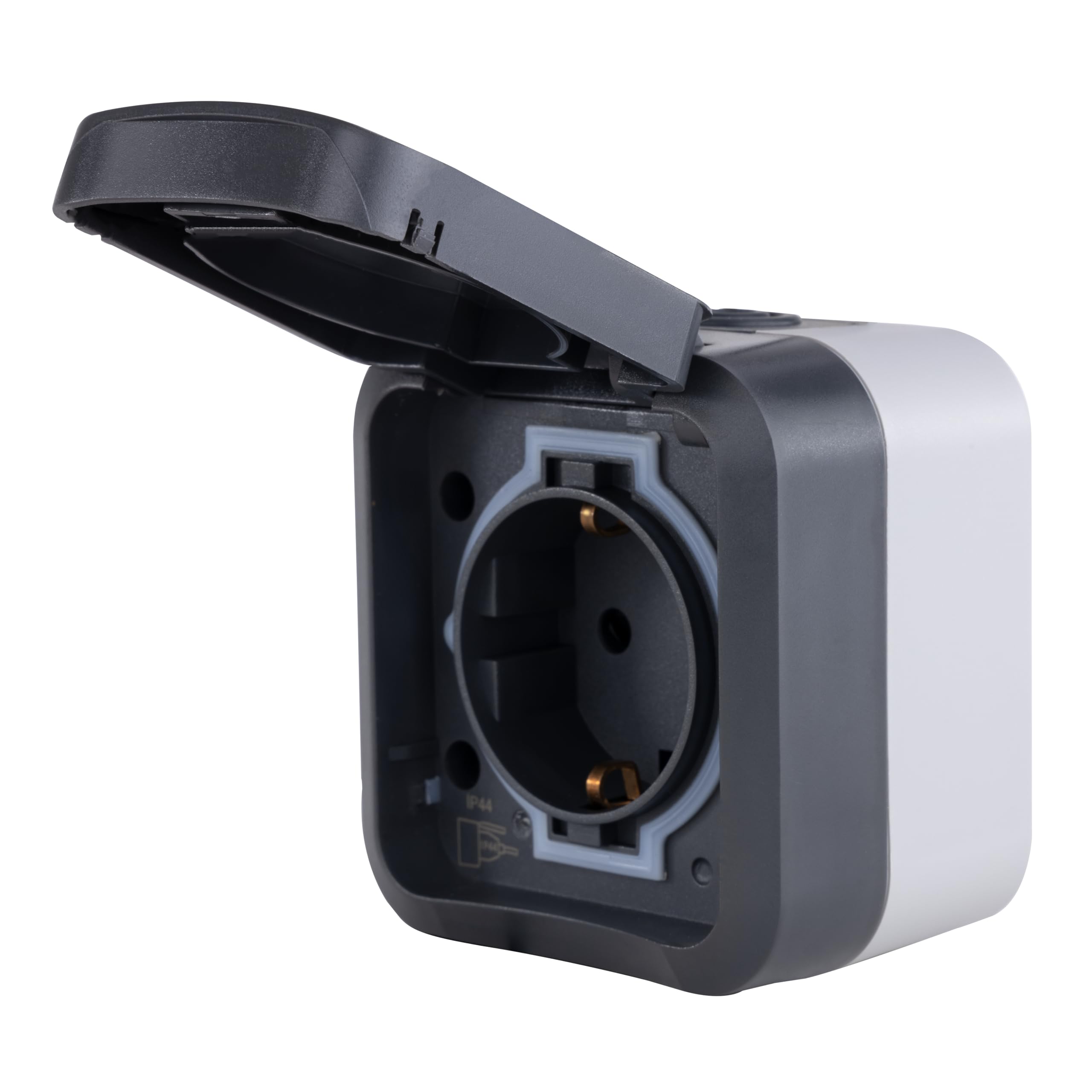 🔌 REV - AquaStorm, Steckdose 1-fach, Feuchtraum, IP55 zweipolig, Aufputz, 230V, 16A, anthrazit 1x Angebot bei HelloDeals