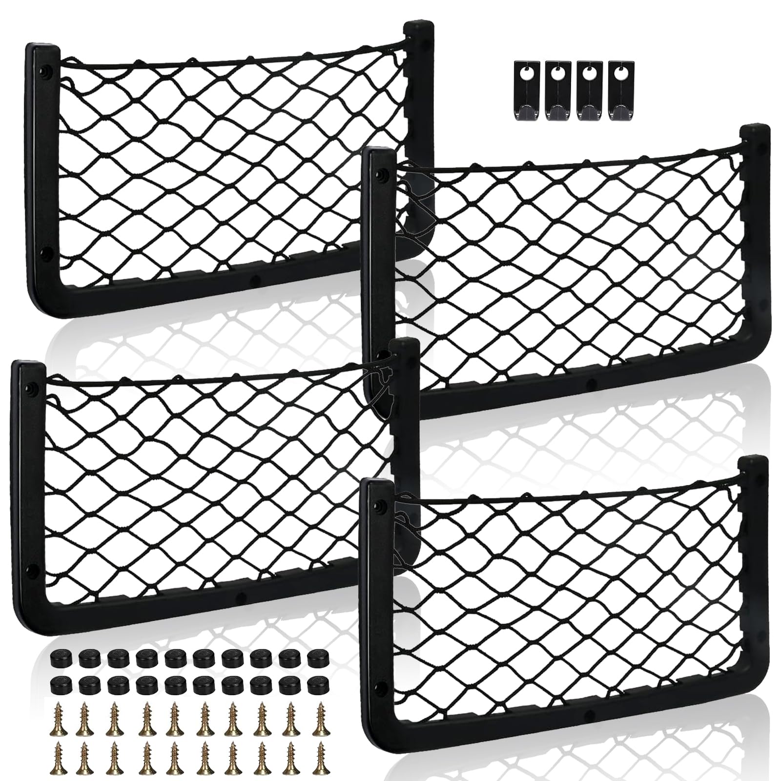 AOKITO 4 Stück Aufbewahrungsnetz mit Haken 🚗 Angebot bei HelloDeals