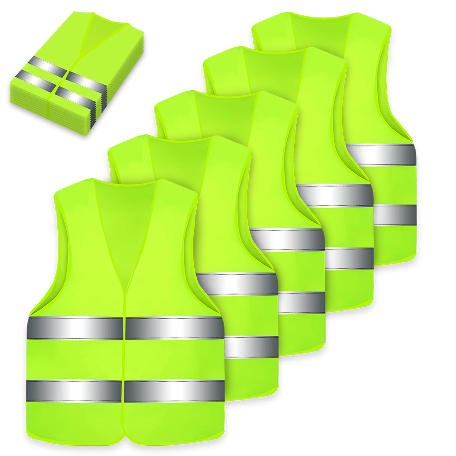 🚨 YSOOUA Warnweste Auto Warnwesten 5er Pannenweste Sicherheitsweste Neongelb KFZ Pannenhilfe Reflektierende Sicherheitswesten 5 Stk 🚨 Angebot bei HelloDeals