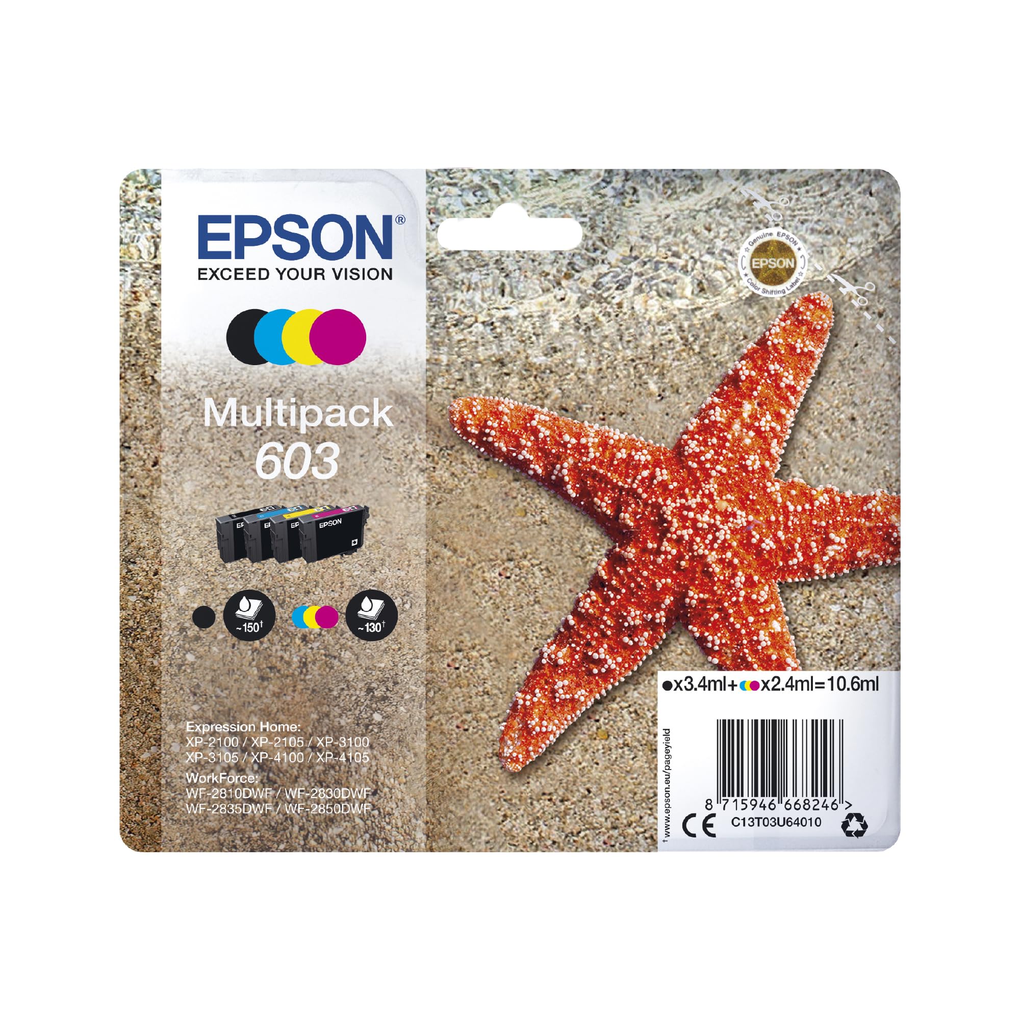 🌟 Epson Original 603 Tinte Seestern Multipack 4-farbig Standard Angebot bei HelloDeals