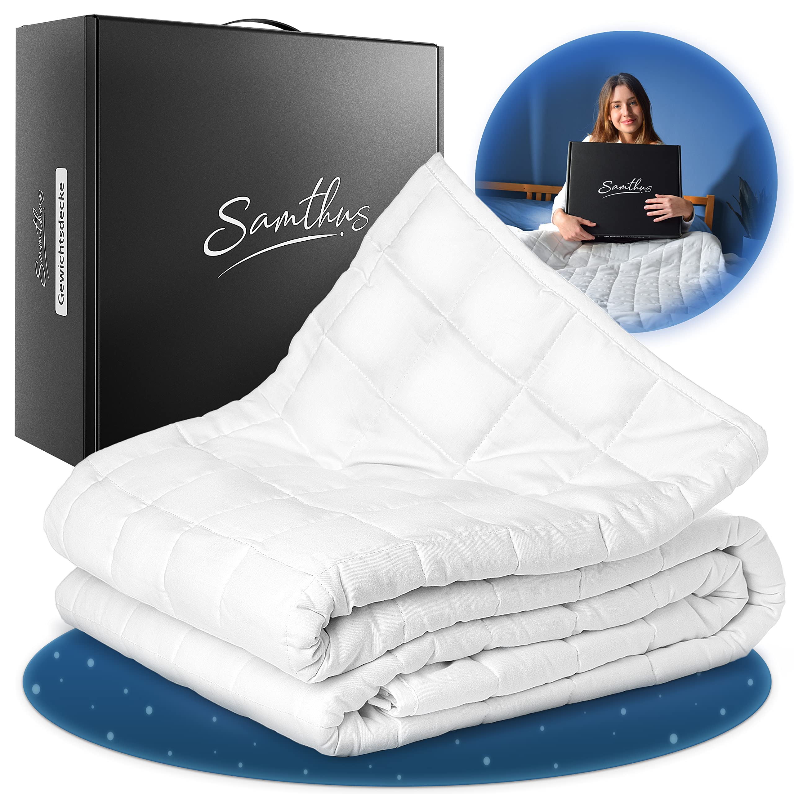 🌙 Samthus Gewichtsdecke 135x200cm 6kg Oeko-Tex Zertifiziert - Entspannungsdecke aus 100% Baumwolle 🌟 Angebot bei HelloDeals