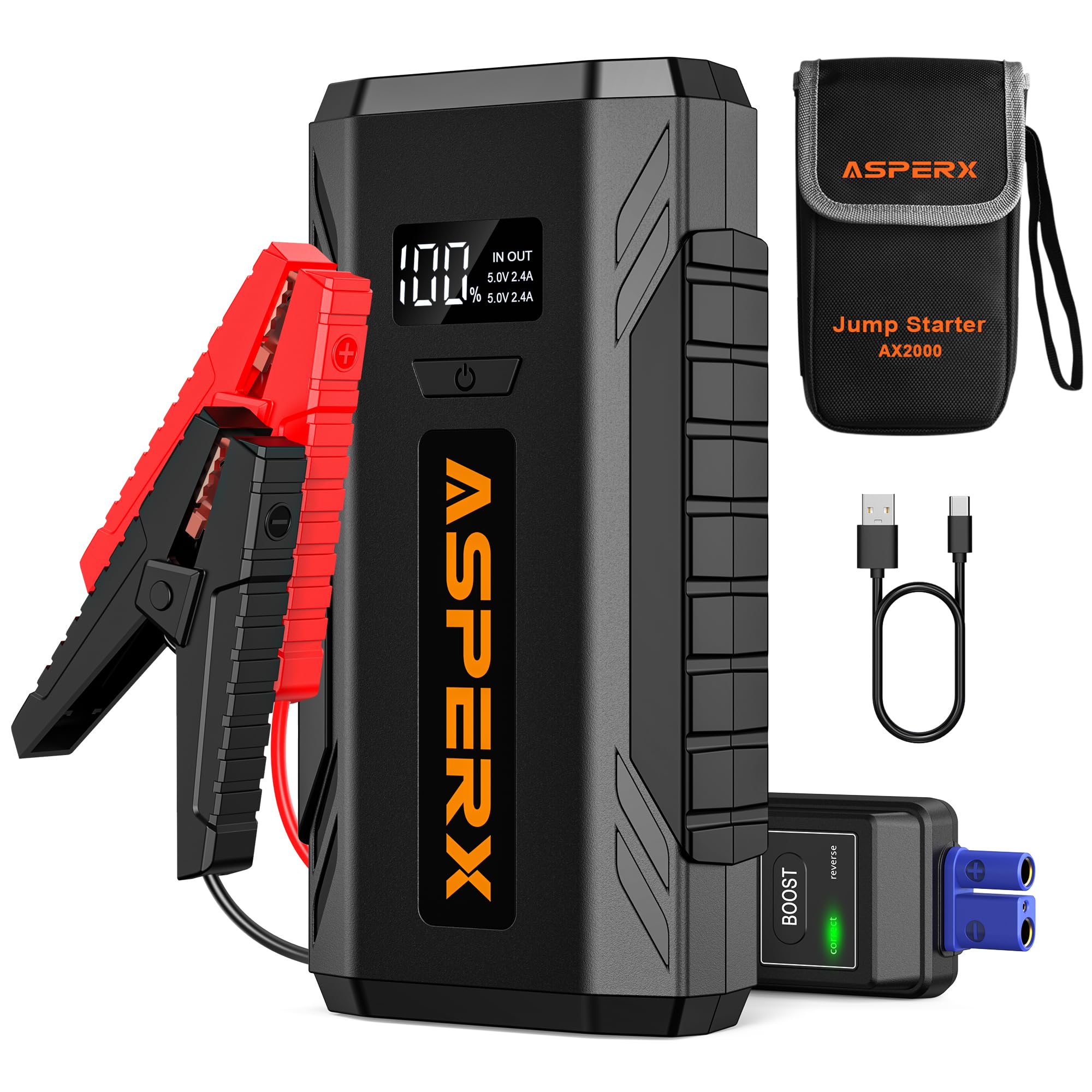 🚗 ASPERX Starthilfe Powerbank 2000A Spitze Auto Starthilfe Powerbank 12V Booster Auto Starthilfe Angebot bei HelloDeals