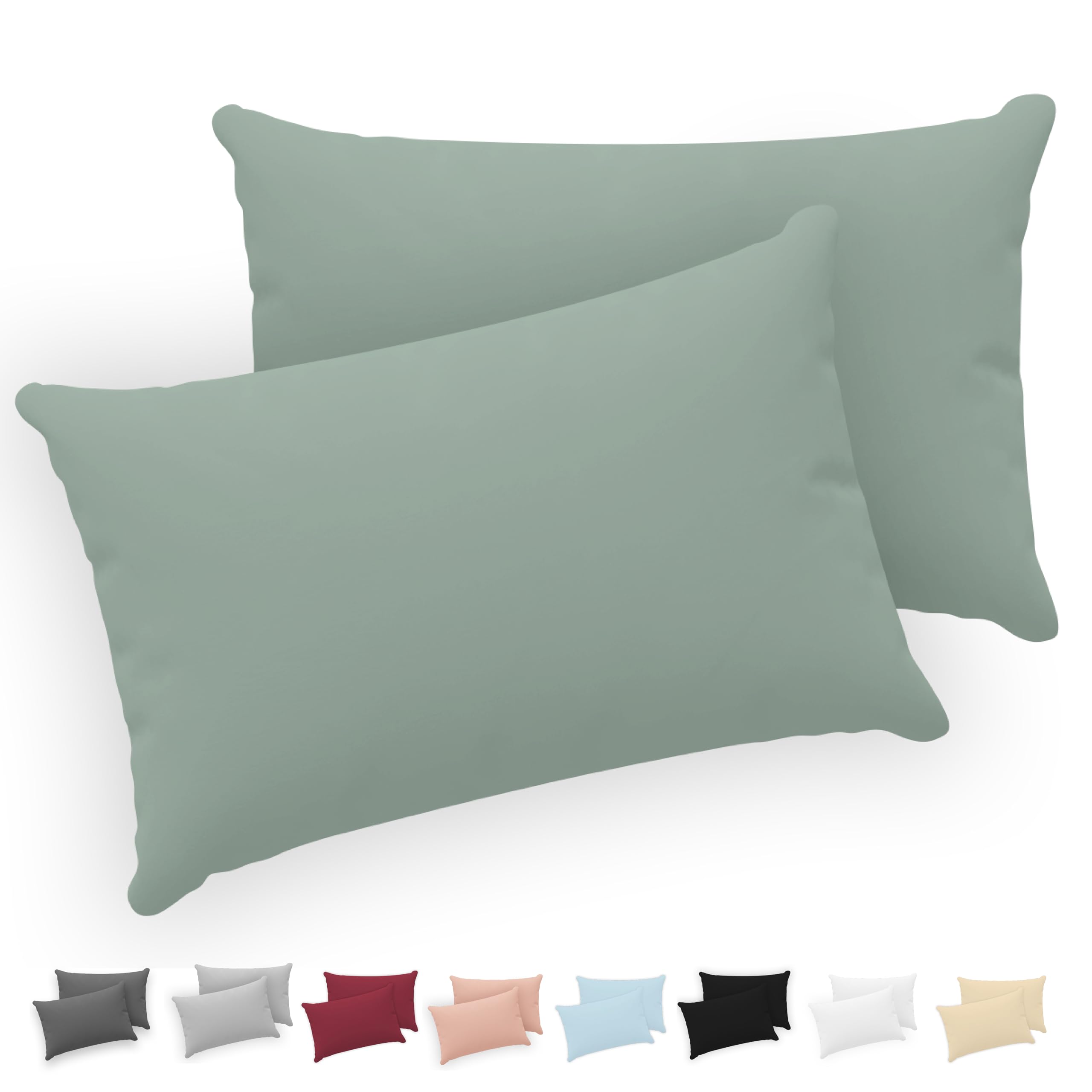 Twinzen® Kissenbezug 30x50 (2er-Set) - 100% Jersey Baumwolle 150 GSM - Grün Angebot bei HelloDeals