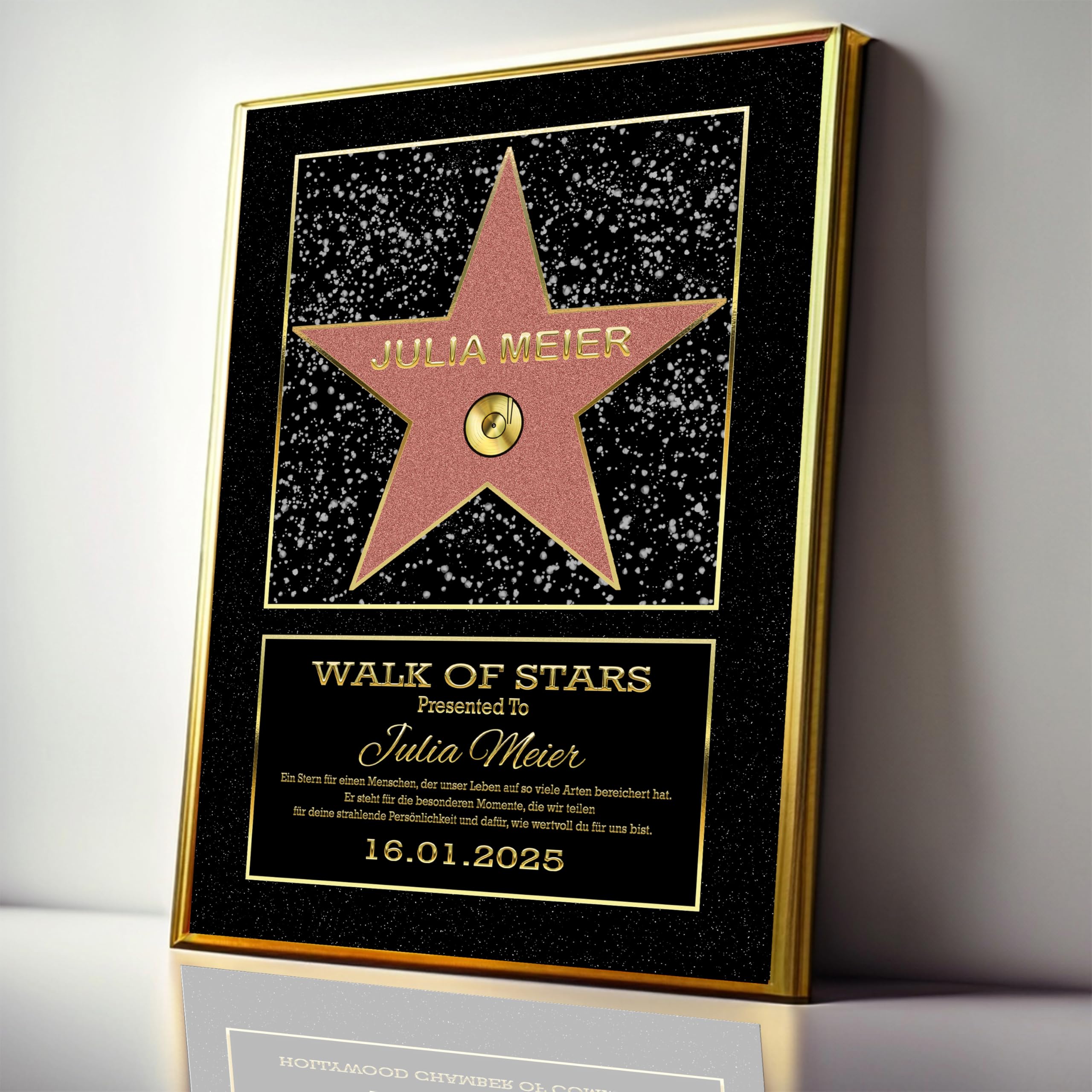 🌟 DUOMIO !!NEU!! HOLLYWOOD Walk of Fame Stern | Personalisierte Urkunde mit Rahmen 🎁 Angebot bei HelloDeals