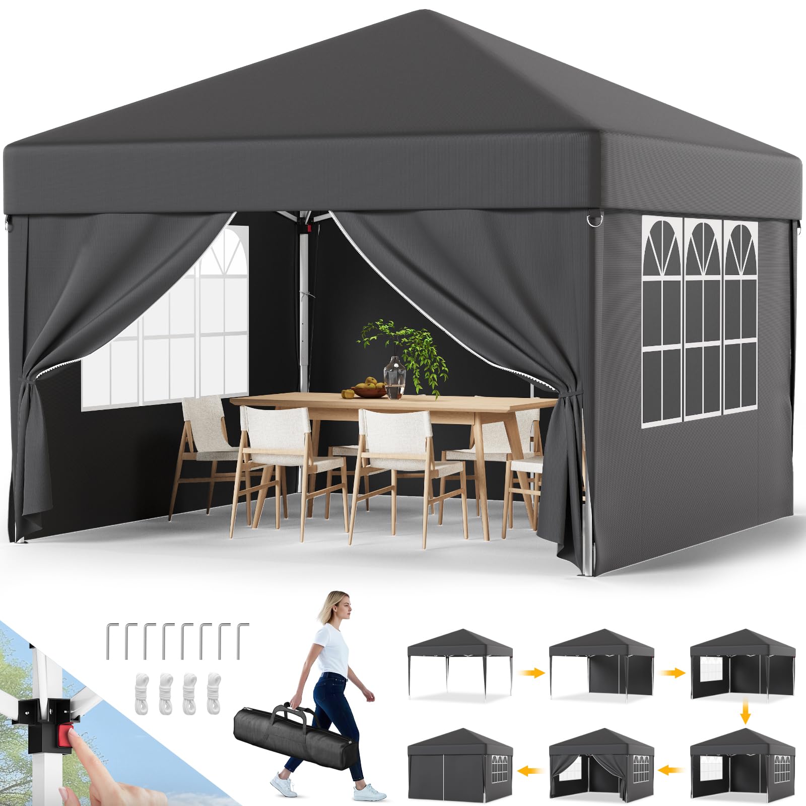 Devoko Pavillon 3x3 Wasserdicht Stabil Winterfest 🎪🌟 Angebot bei HelloDeals
