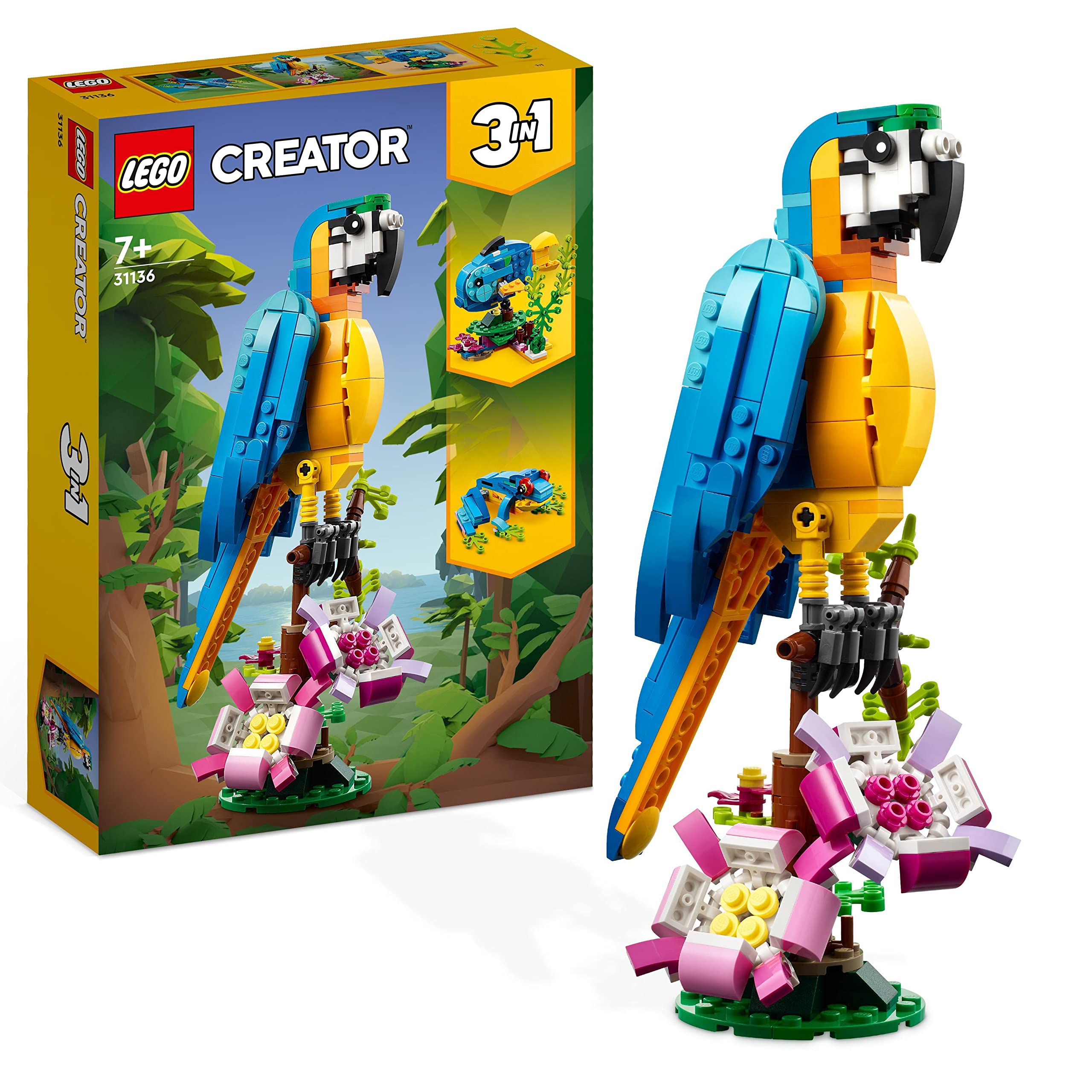 LEGO 31136 Creator 3in1 Exotischer Papagei, Frosch und Fisch 🦜🐸🐟 Ostergeschenk Dschungel-Tier-Figuren Bauspielzeug Angebot bei HelloDeals