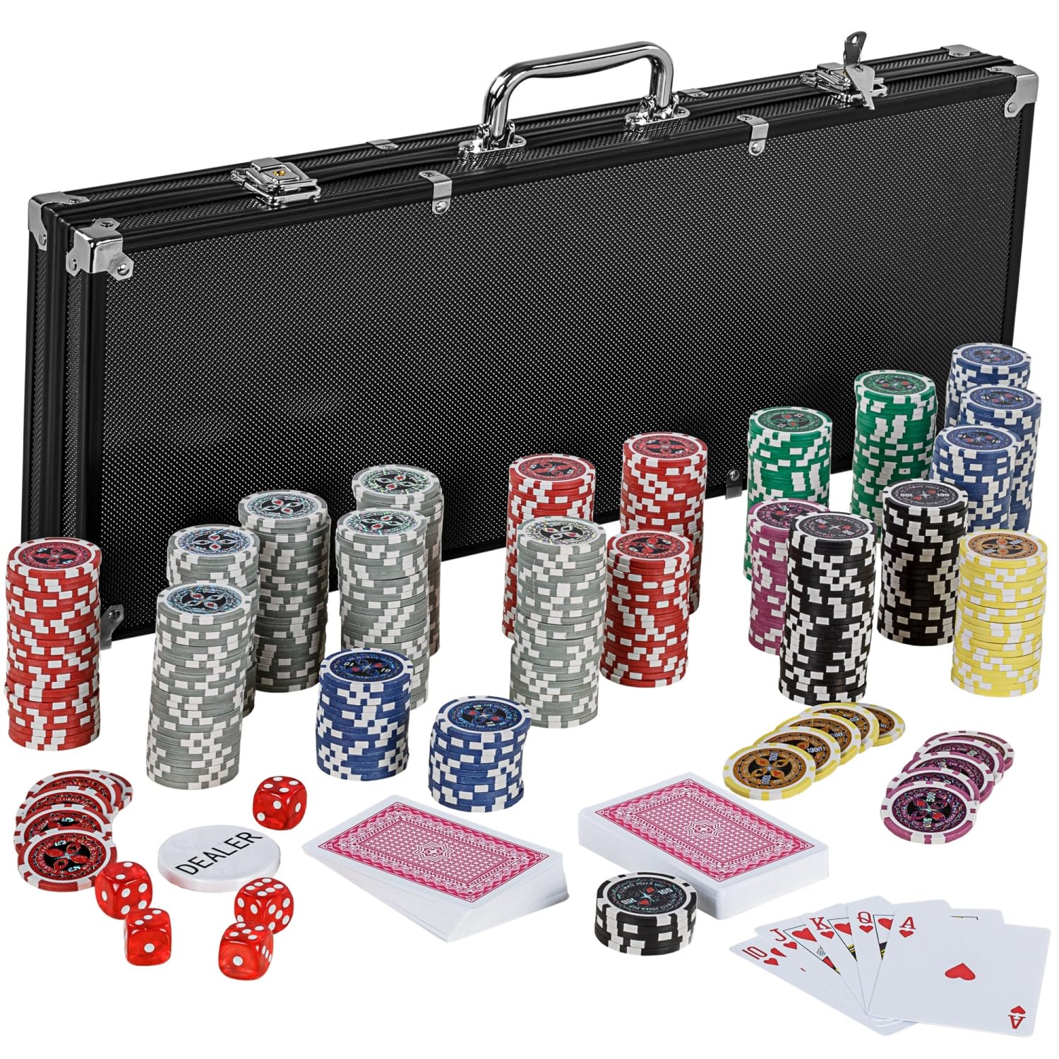 GAMES PLANET Pokerkoffer mit 500 Laser-Chips, Silver/Gold/Black Edition Angebot bei HelloDeals