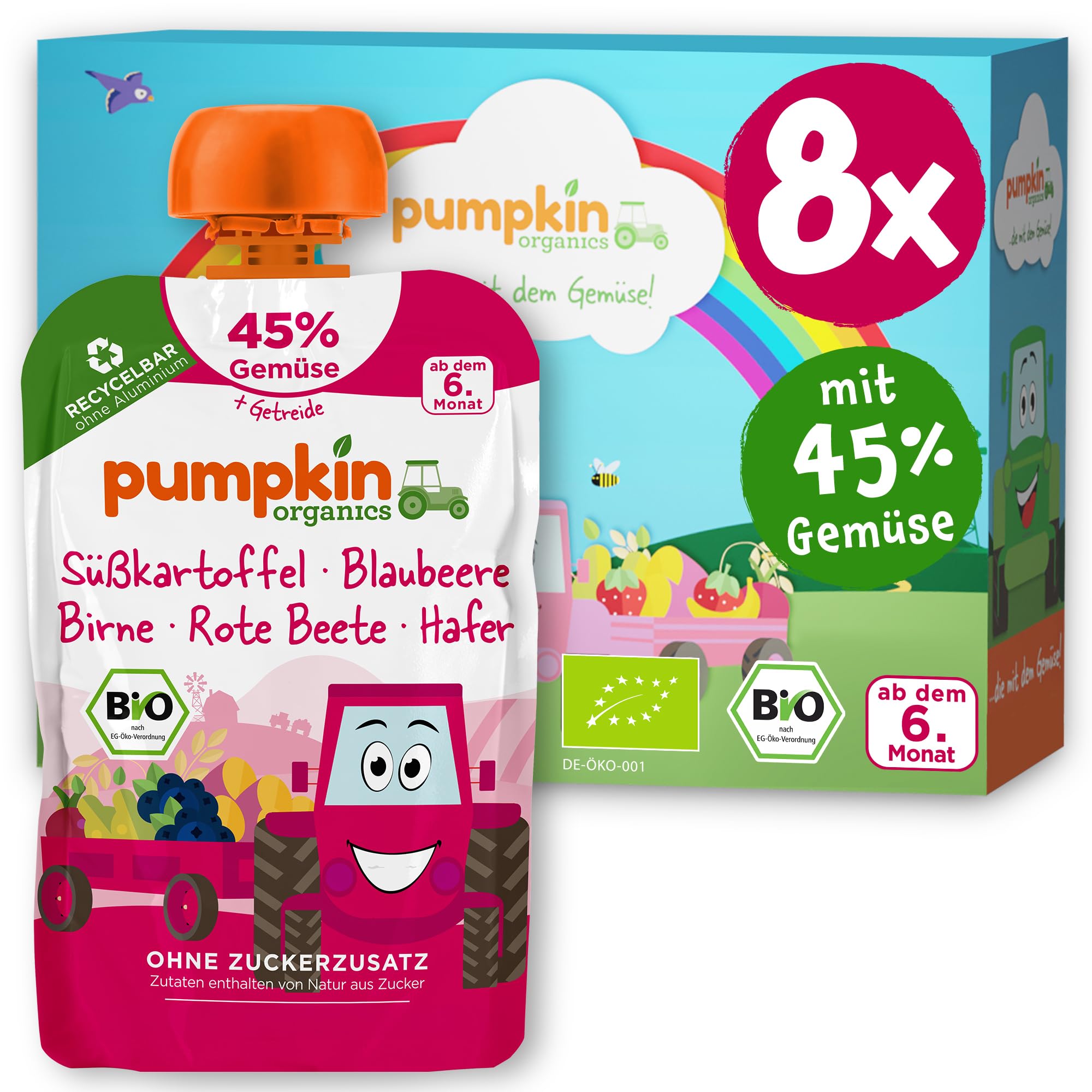 Angebot: Pumpkin Organics Bio Gemüse-Getreide-Quetschies 8er Pack Angebot bei HelloDeals