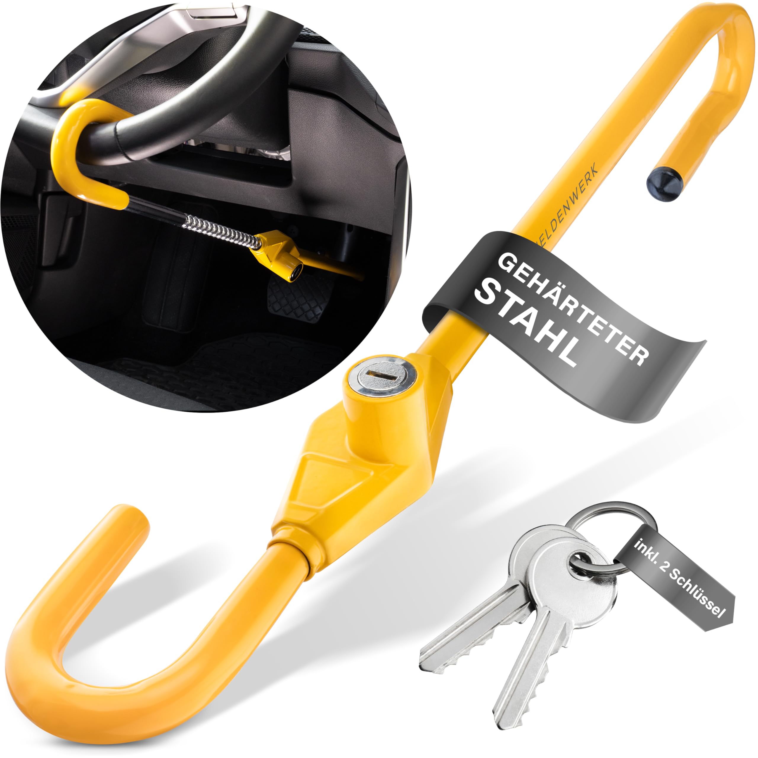 🔒🚗 HELDENWERK Universal Lenkradkralle zur Diebstahlsicherung - Auto Diebstahlschutz 🔒🚗 Angebot bei HelloDeals
