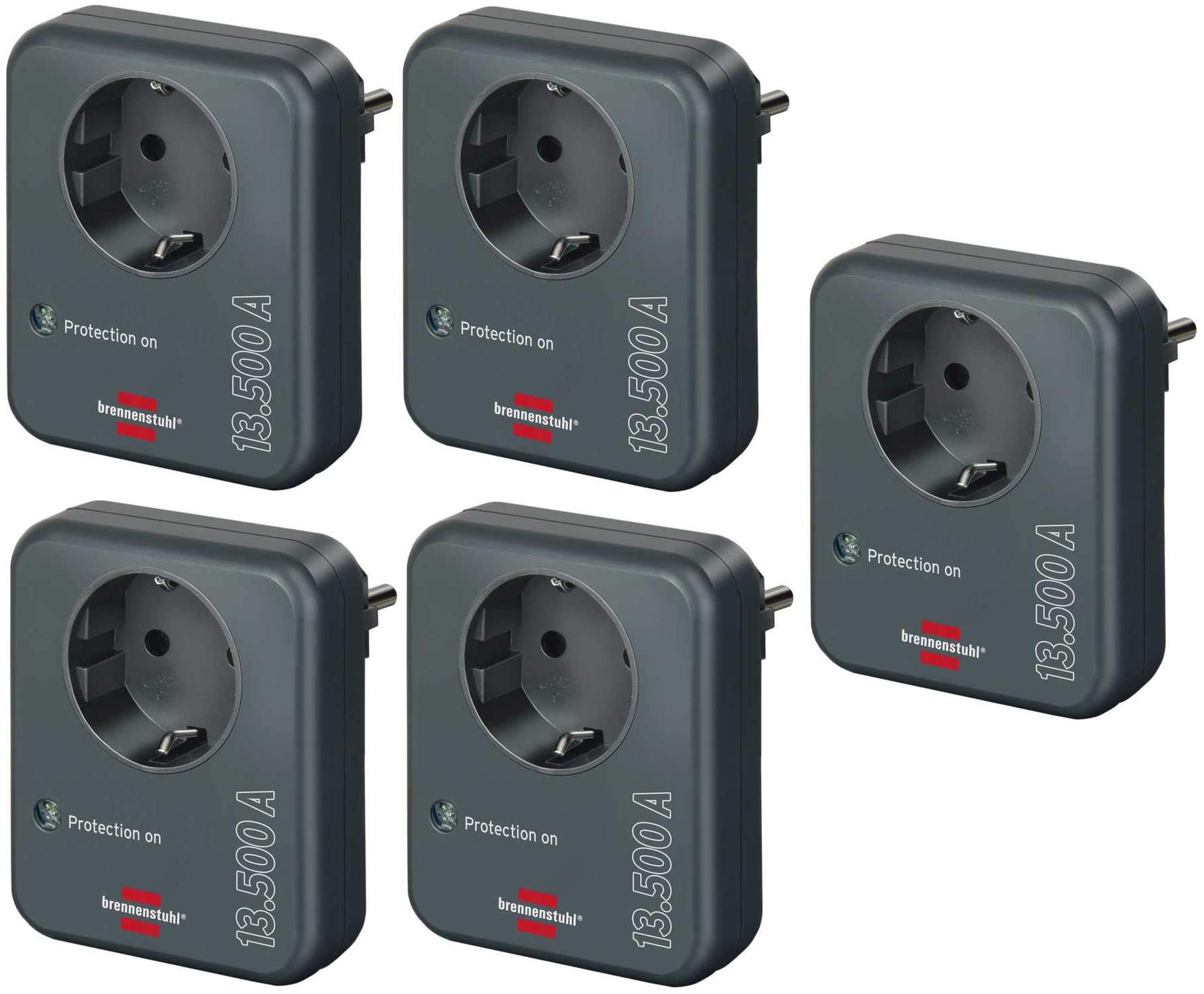 🔌🌩️ Brennenstuhl Steckdosenadapter Anthrazit (5 Stück) - Blitzschutz für Elektrogeräte! 🛡️ Angebot bei HelloDeals