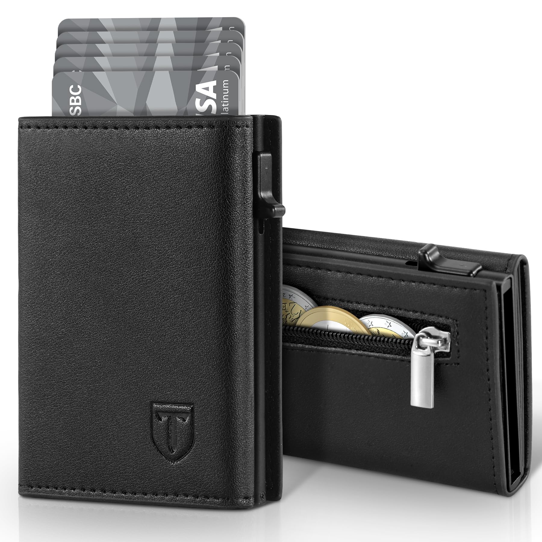 🌟 Herren Slim Wallet Geldbörse mit RFID Schutz - Schwarz Angebot bei HelloDeals