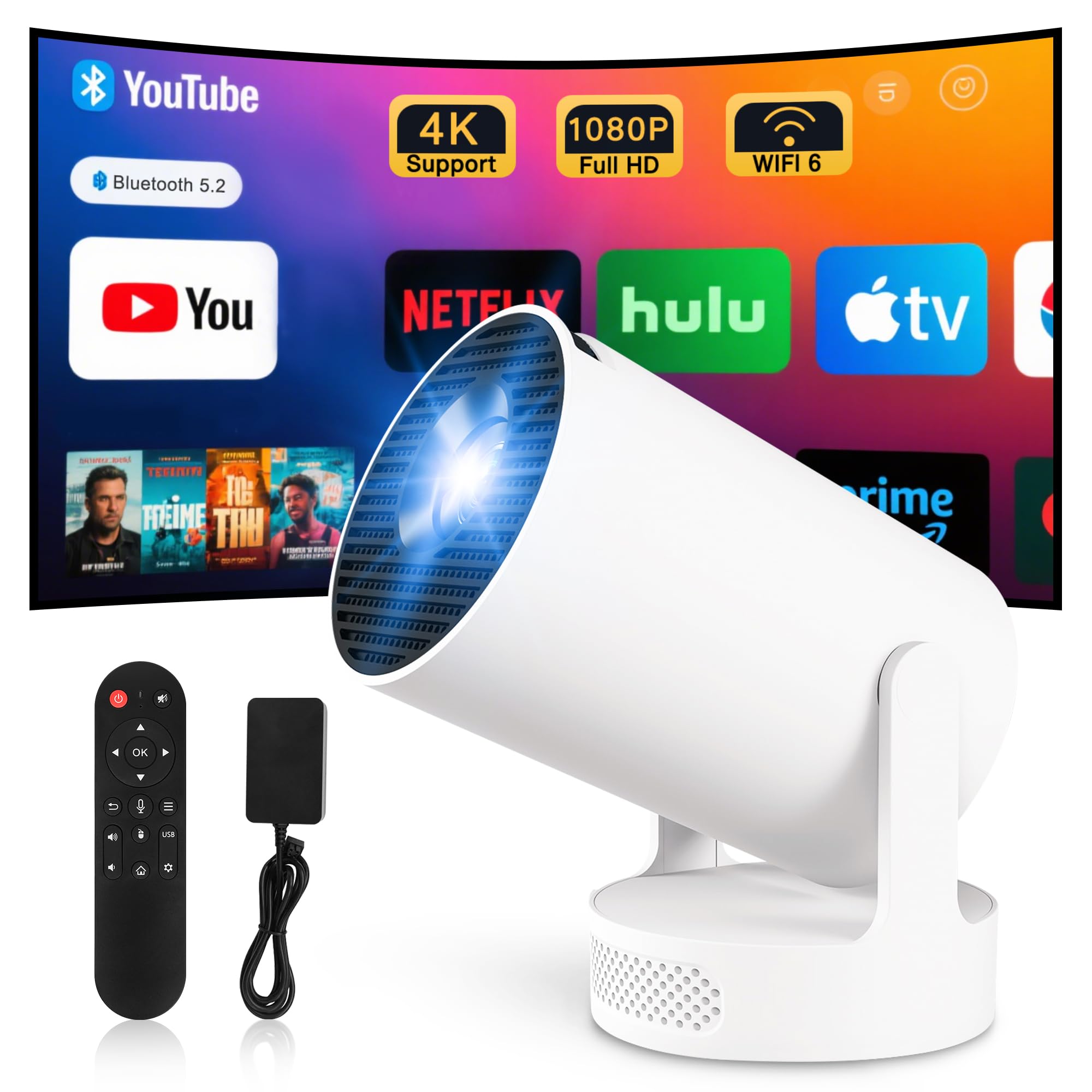 🎥 Mini Beamer Projektor 4K Tragbarer Videoprojektor WiFi 6 Android 11 Full HD HY300ultra 🎬 Angebot bei HelloDeals