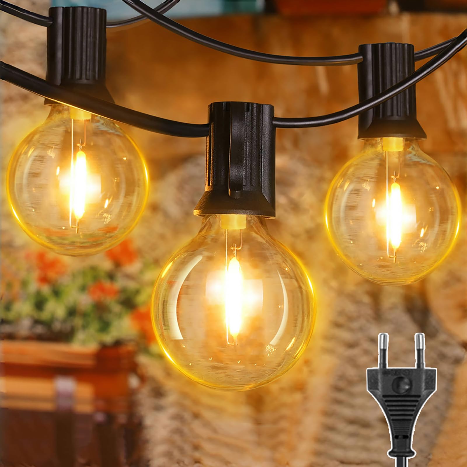 Ollny Lichterkette Außen 5M mit Netzbetrieb 🌟 Wasserdichte LED-Lichterkette für Garten Partys Angebot bei HelloDeals