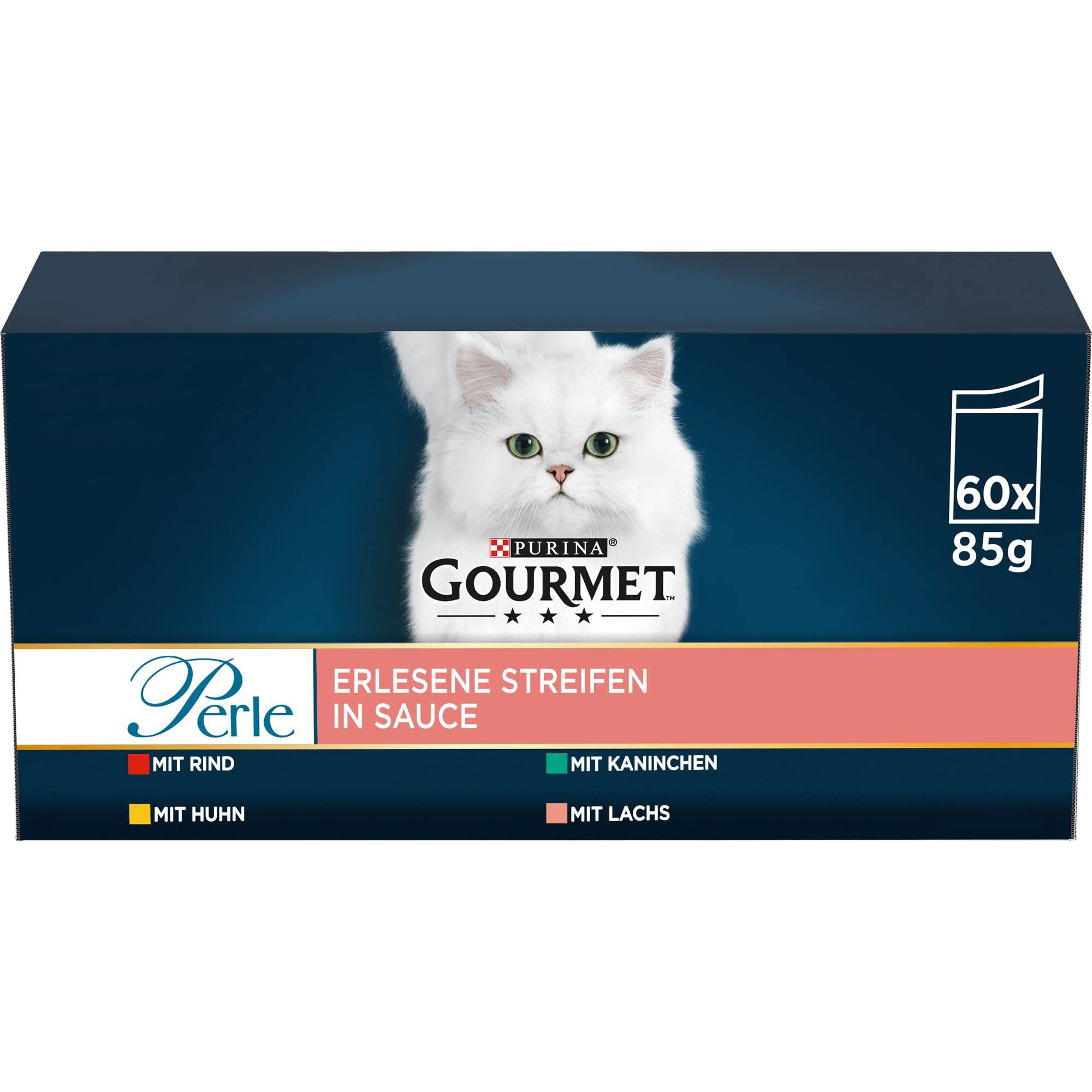 🐱🍽️ Gourmet Perle Erlesene Streifen Katzenfutter nass, 60er Pack (60 x 85g) Angebot bei HelloDeals