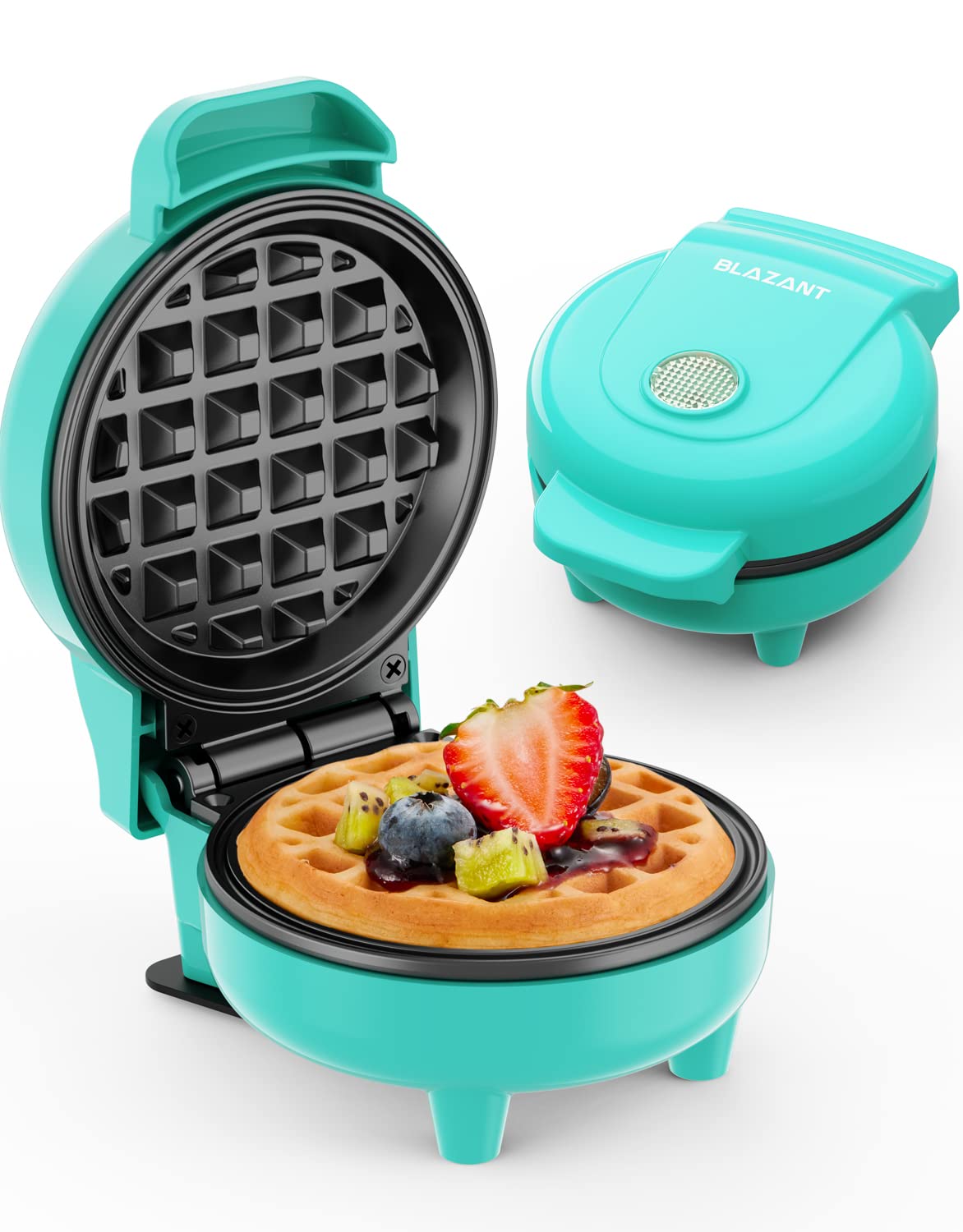 🧇🎉 Mini Waffeleisen Belgische Waffel Maschine - Klassische Waffeln in Minze BLAZANT Blau Angebot bei HelloDeals