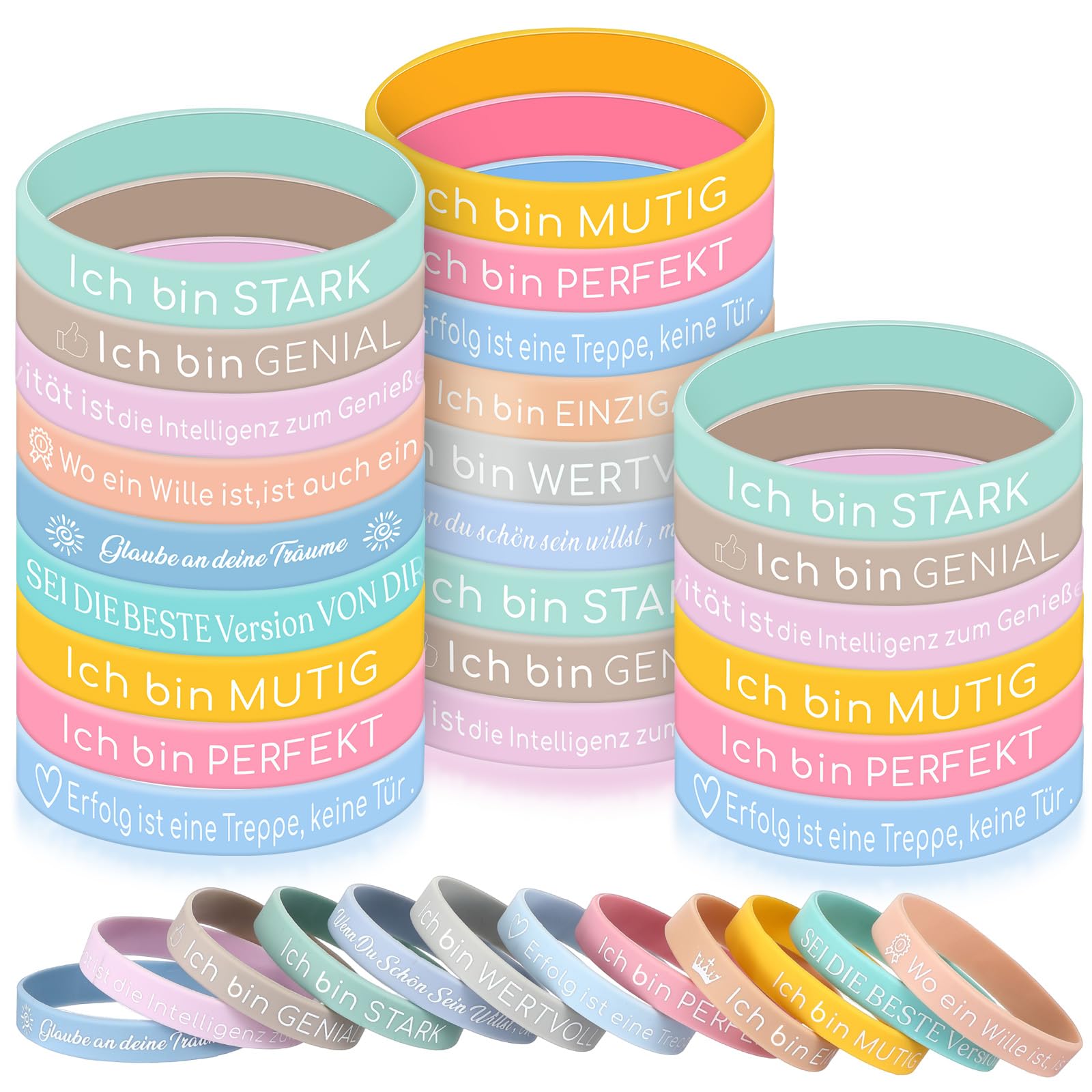 Harrycle 36 Stück Kinder Motivationsarmbänder Silikon Armbänder 🌈 Angebot bei HelloDeals