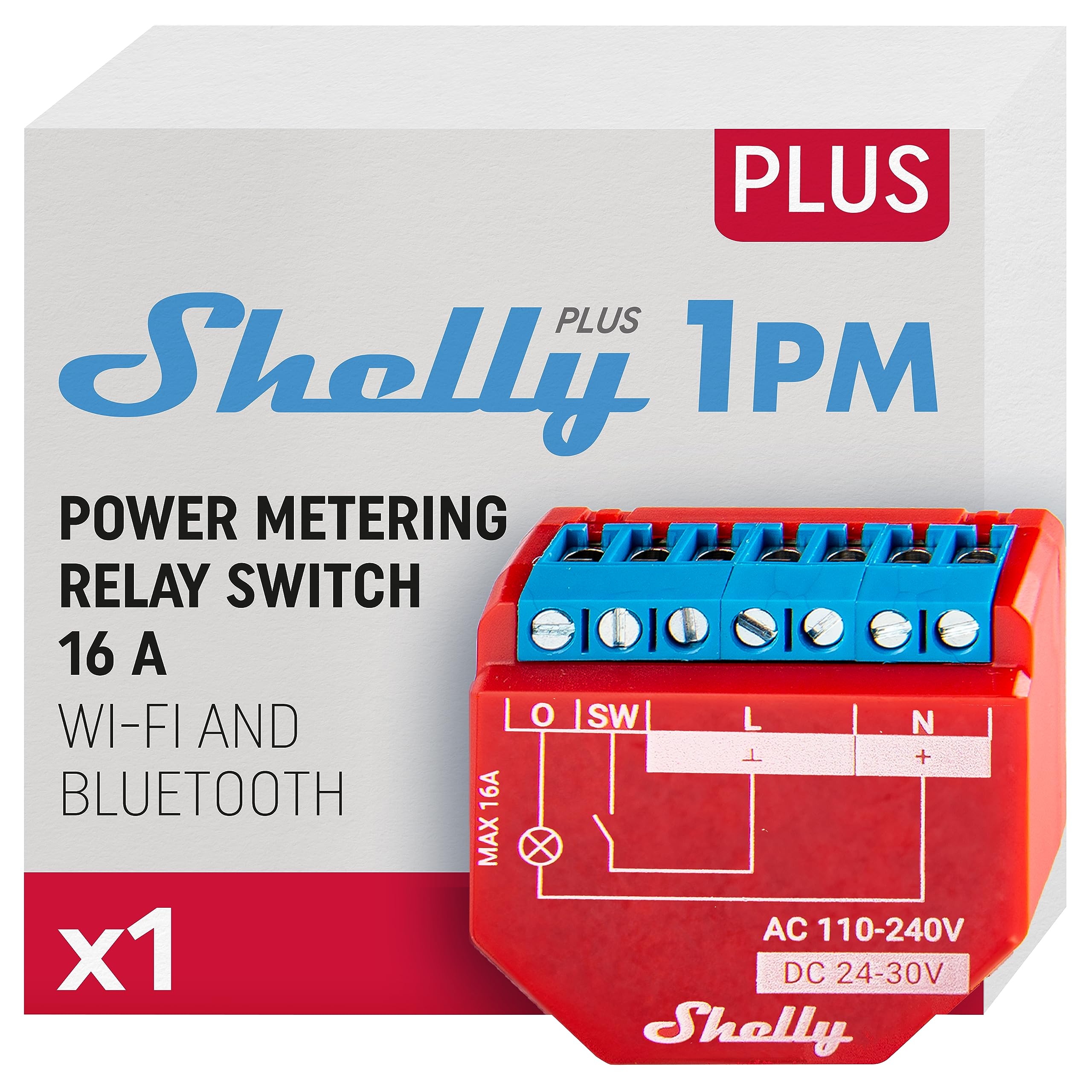 Shelly Plus 1PM WLAN & Bluetooth Relais Schalter mit Strommessung Angebot bei HelloDeals