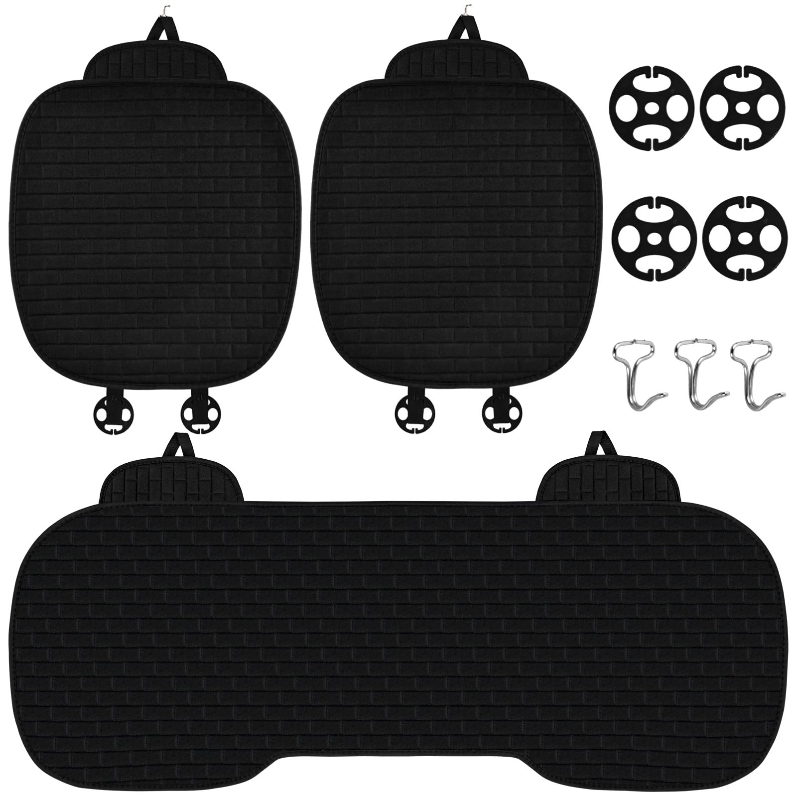 🚗🌟 3 Stück Autositzauflage Set - Schwarz 🌟🚗 Angebot bei HelloDeals