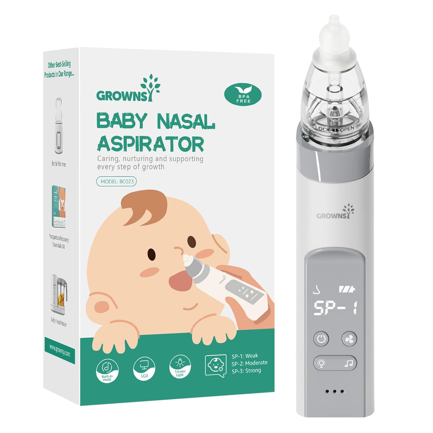 Nasensauger Baby | Nasensauger Baby Elektrisch | Nasensauger Baby Staubsauger Wiederaufladbar, Mit 3 SaugstäRken Musik & Licht Funktion Und 3 GrößEn Silikon Tipps (Grau) ⭐️👶 Angebot bei HelloDeals