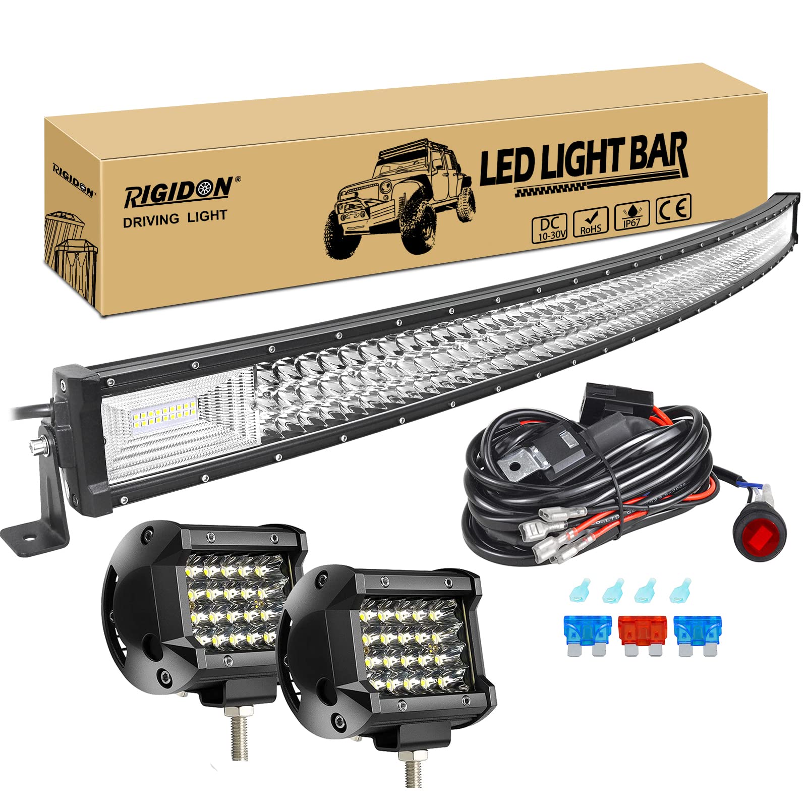 RIGIDON 52 Zoll 130 cm 675W Gebogene LED Lichtleiste mit 12V Kabelbaum Kit 🚗💡 Angebot bei HelloDeals