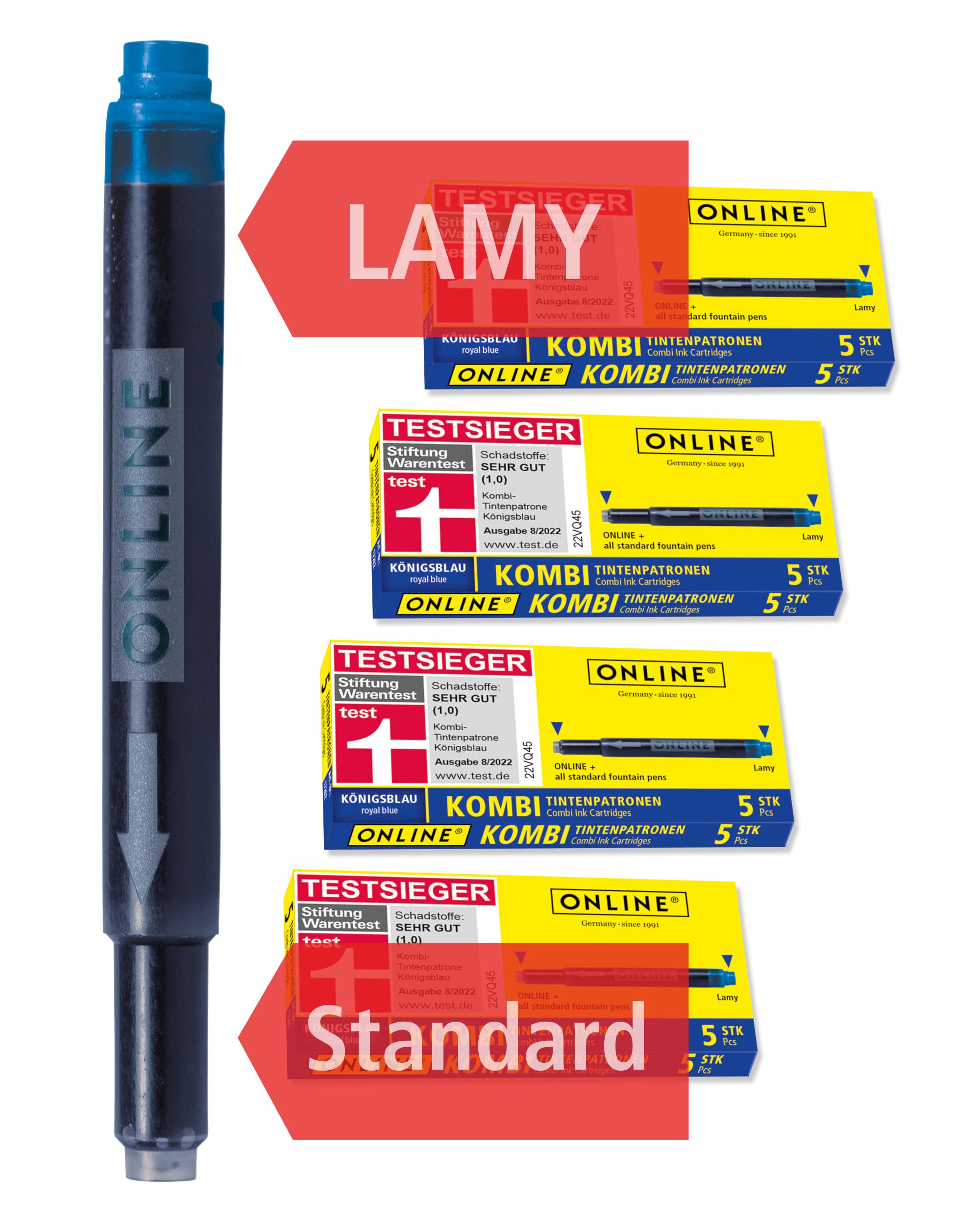 🖋️ ONLINE 20x kompatible LAMY Patronen blau - Vorteilspack Kombi Patrone königsblau Blau 20 Tintenpatronen Angebot bei HelloDeals