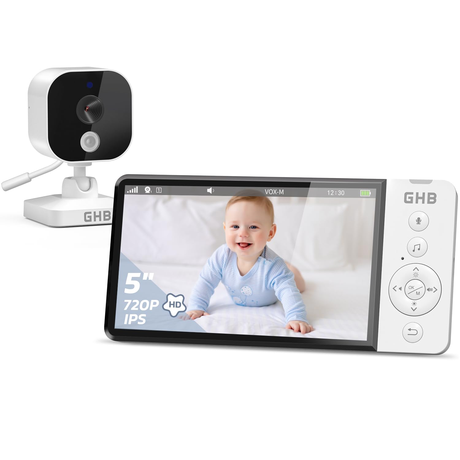 👶📹 GHB Babyphone mit Kamera 5 Zoll 720P HD 5000mAh IPS-Display Angebot bei HelloDeals