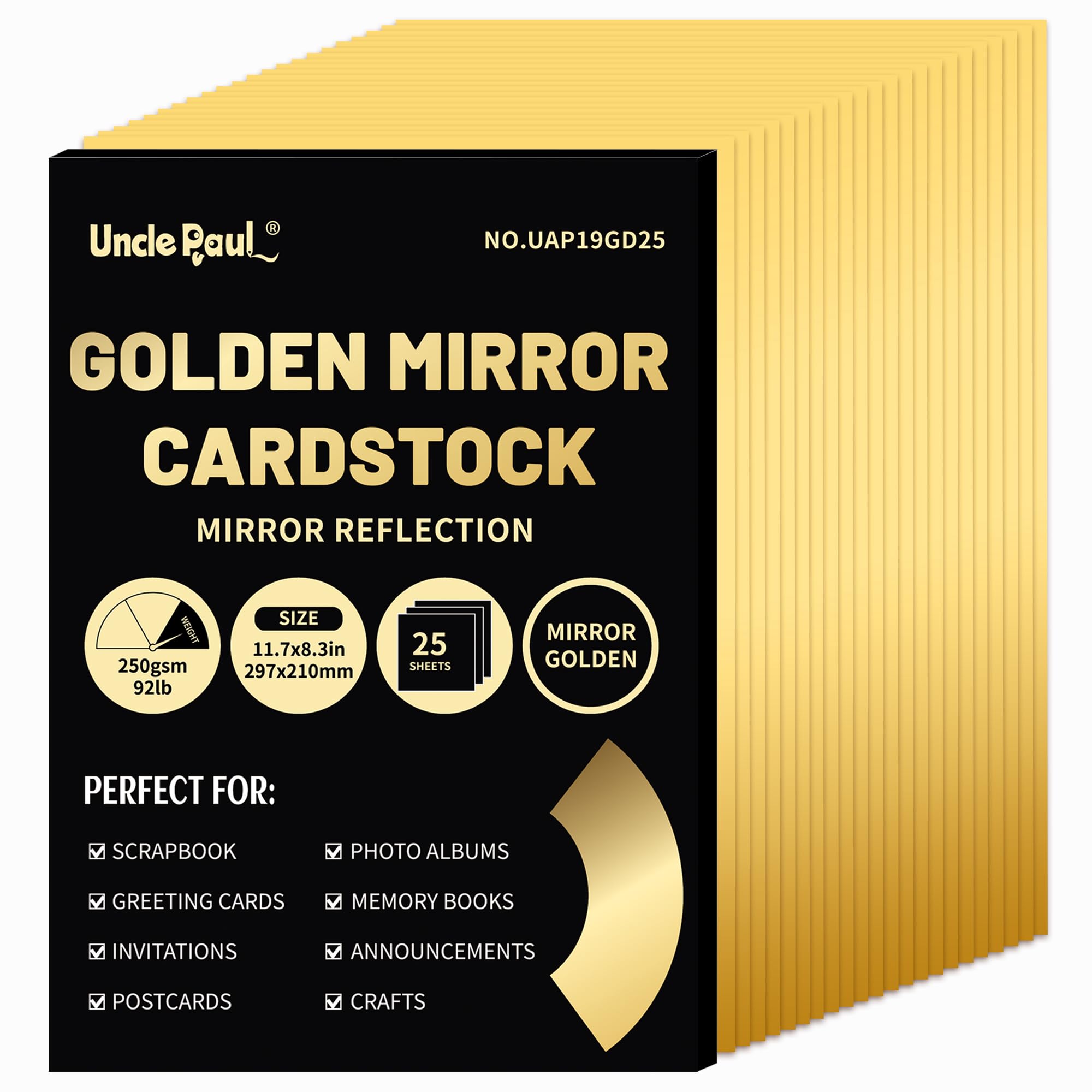 A4 Golden Mirror Kartonpapier, 25 Blatt 250 g/m²/92 lb metallisch reflektierendes Papier zum Basteln Angebot bei HelloDeals