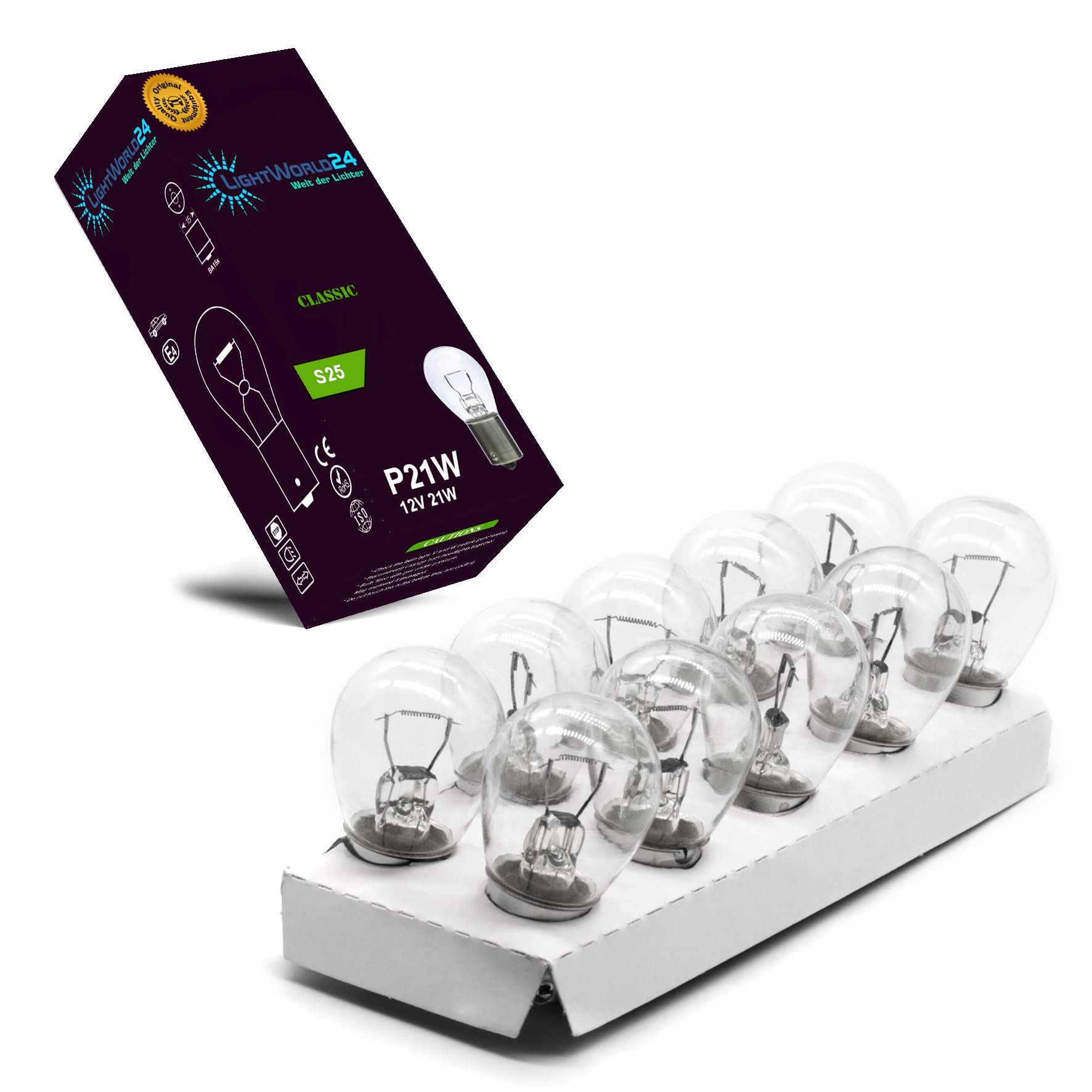 LIGHTWORLD24 10 x P21W 12V 21W Glühlampe 🚗💡🔧🌟 Angebot bei HelloDeals