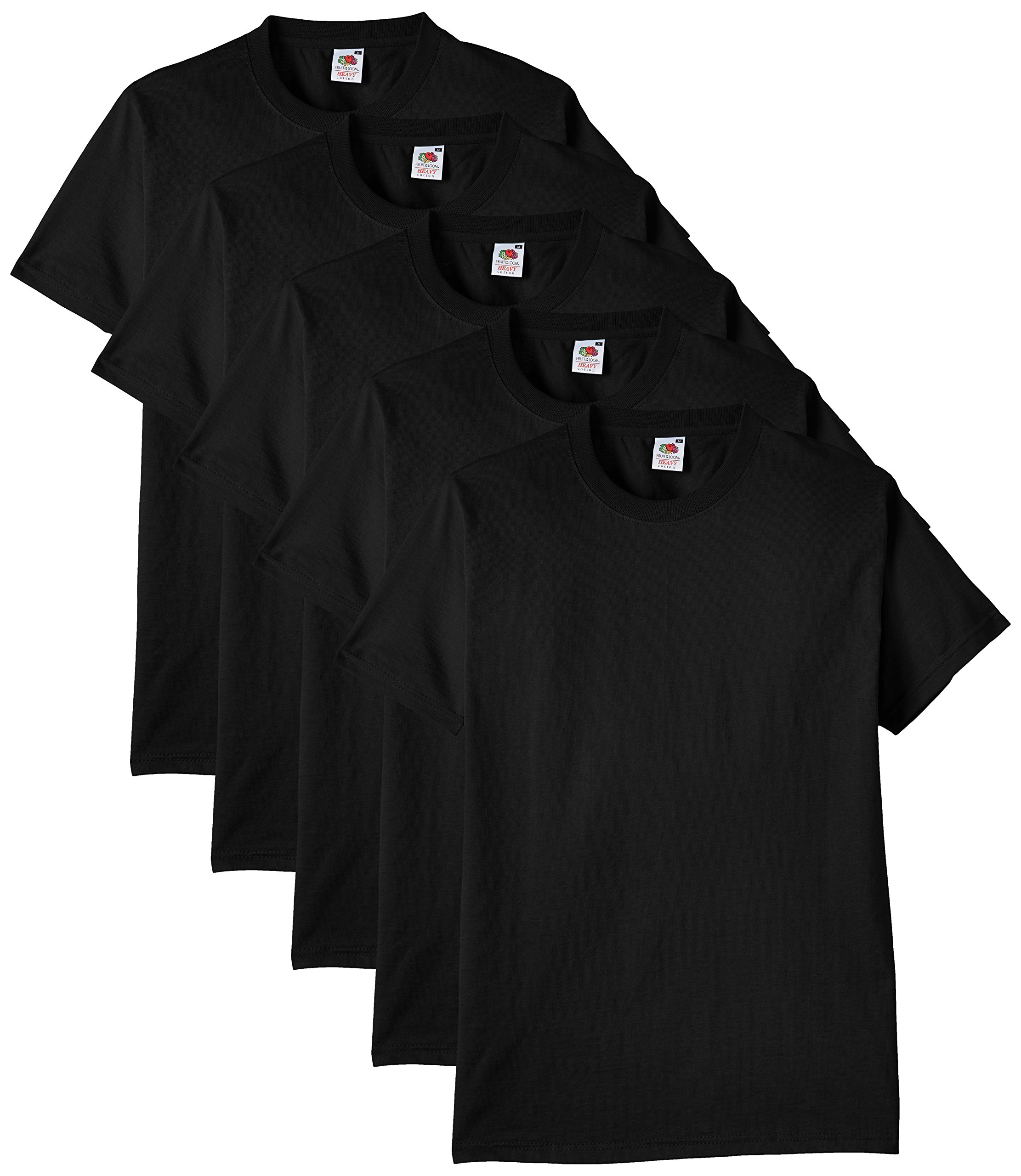 👕🍎🍇 Fruit of the Loom Herren T-Shirt 5er-Pack Heavy Cotton M L XL XXL 3XL Diverse Farbsets XL Schwarz (Black) 🍇🍎👕 Angebot bei HelloDeals