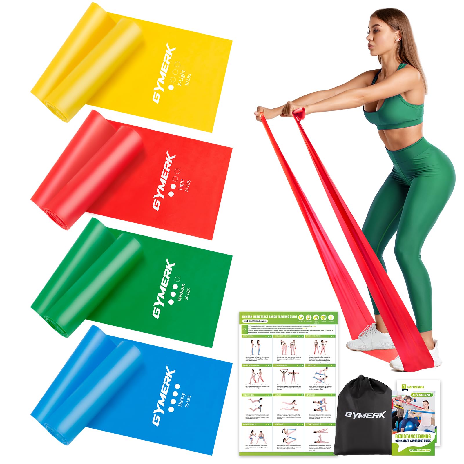 GYMERK Fitnessbänder Set 4er | Hochelastisches Gymnastikband Set | Umweltfreundlich und Latexfrei | Ideal für Yoga und Pilates Angebot bei HelloDeals