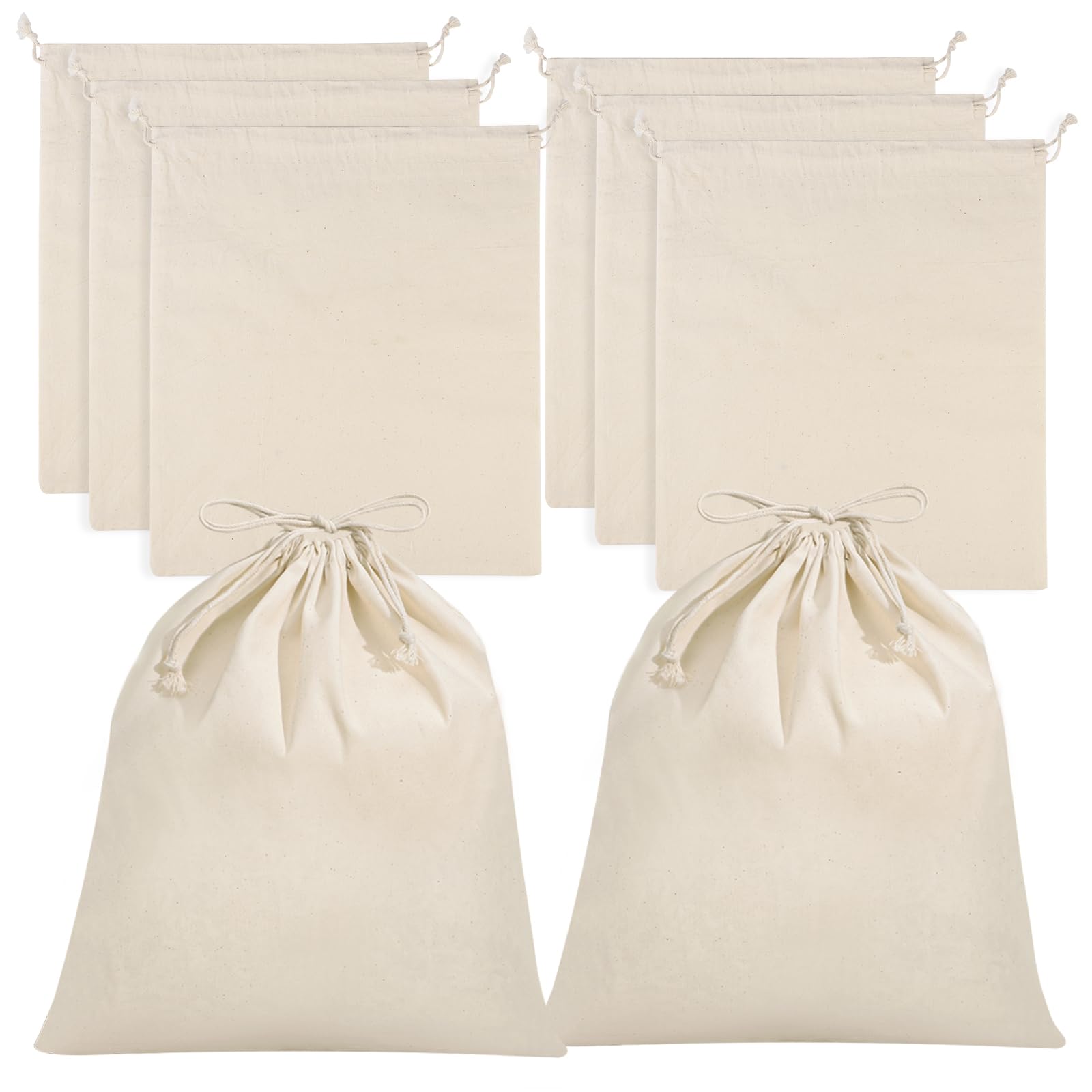 🎨 8 Stück Stoffbeutel Klein, 25 x 30 cm Baumwollsäckchen mit Kordelzug 🎁 Angebot bei HelloDeals