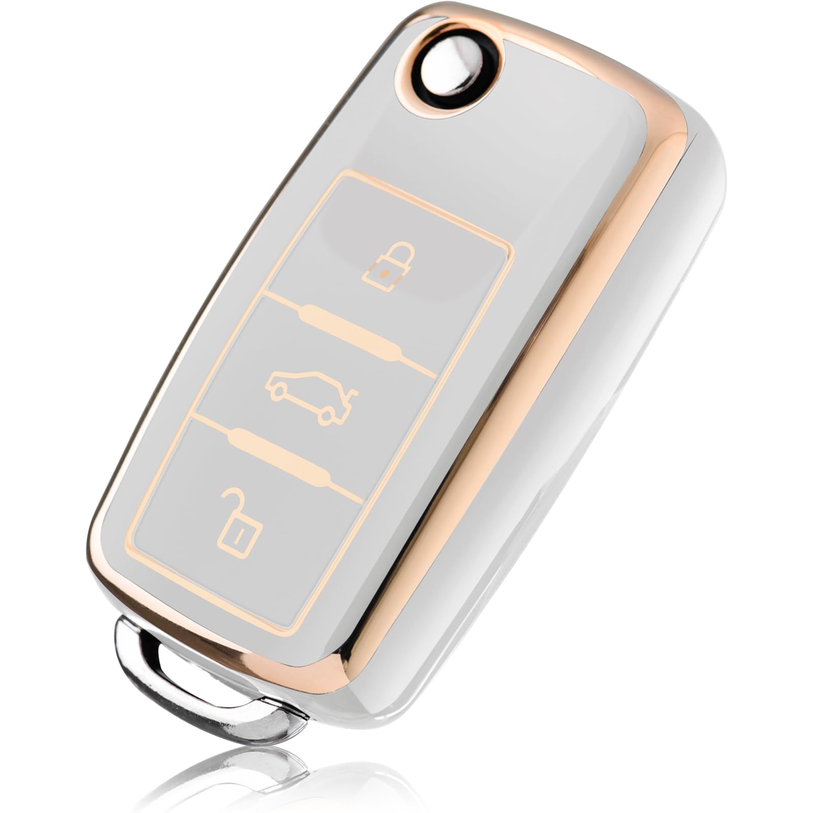 🔑🚗 OATSBASF Autoschlüssel Hülle VW, VW Golf Schlüsselbox, Schlüsselhülle Cover für vw Polo Passat Skoda Seat 3-Tasten (JB-Weiß) Angebot bei HelloDeals