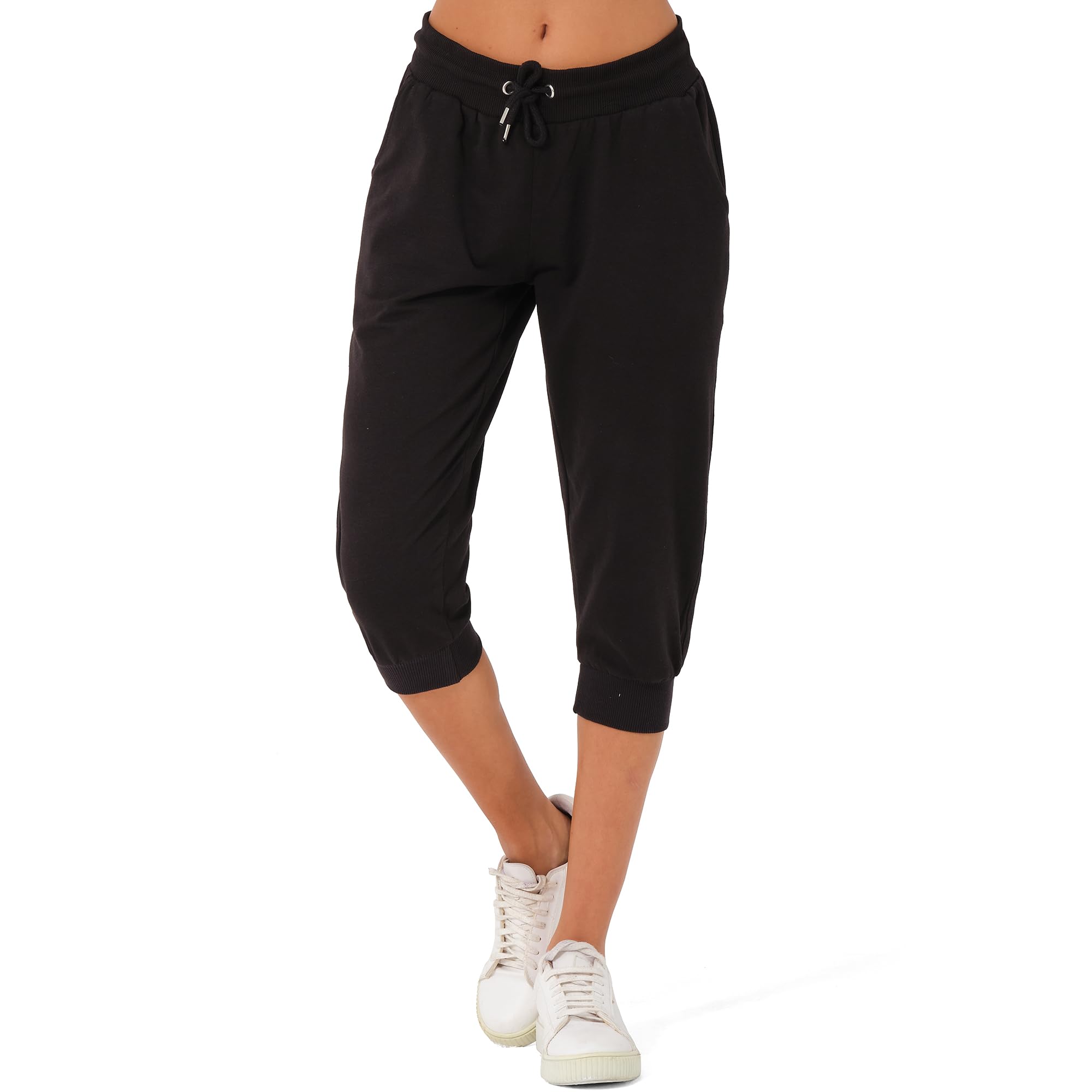 Smith & Solo Jogginghose Damen – Sporthose Frauen Baumwolle| Sweatpants Slim Fit Freizeithose Lang | Trainingshose Fitness High Waist – Jogger Laufhosen Modern L Schwarz 3/4 🏃‍♀️ Angebot bei HelloDeals
