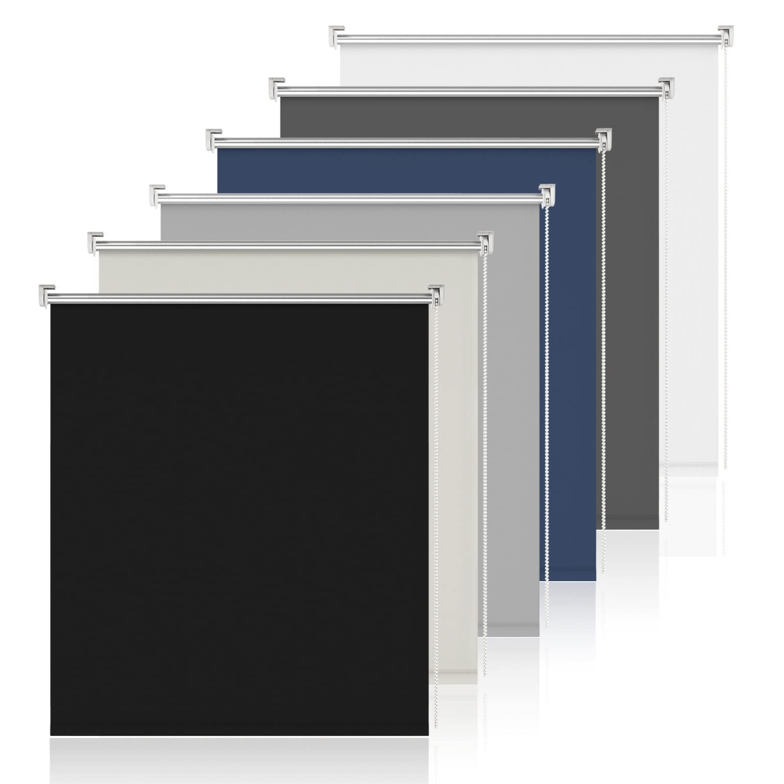 Verdunkelungsrollo ohne Bohren Klemmrollos für Fenster 🌞 Schwarz B45 x H170cm Angebot bei HelloDeals