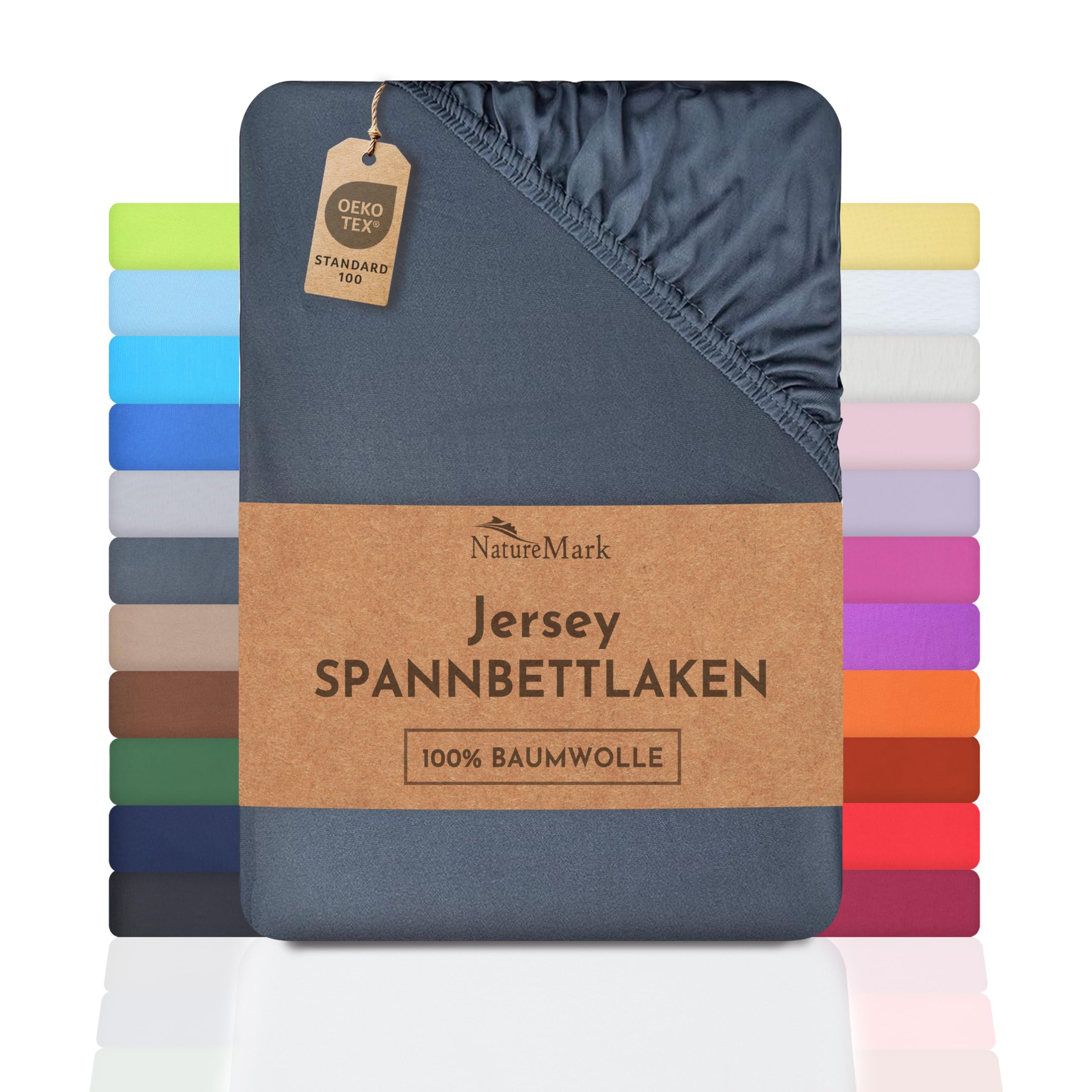 Angebot: NatureMark Jersey Spannbettlaken in Anthrazit Grau Angebot bei HelloDeals