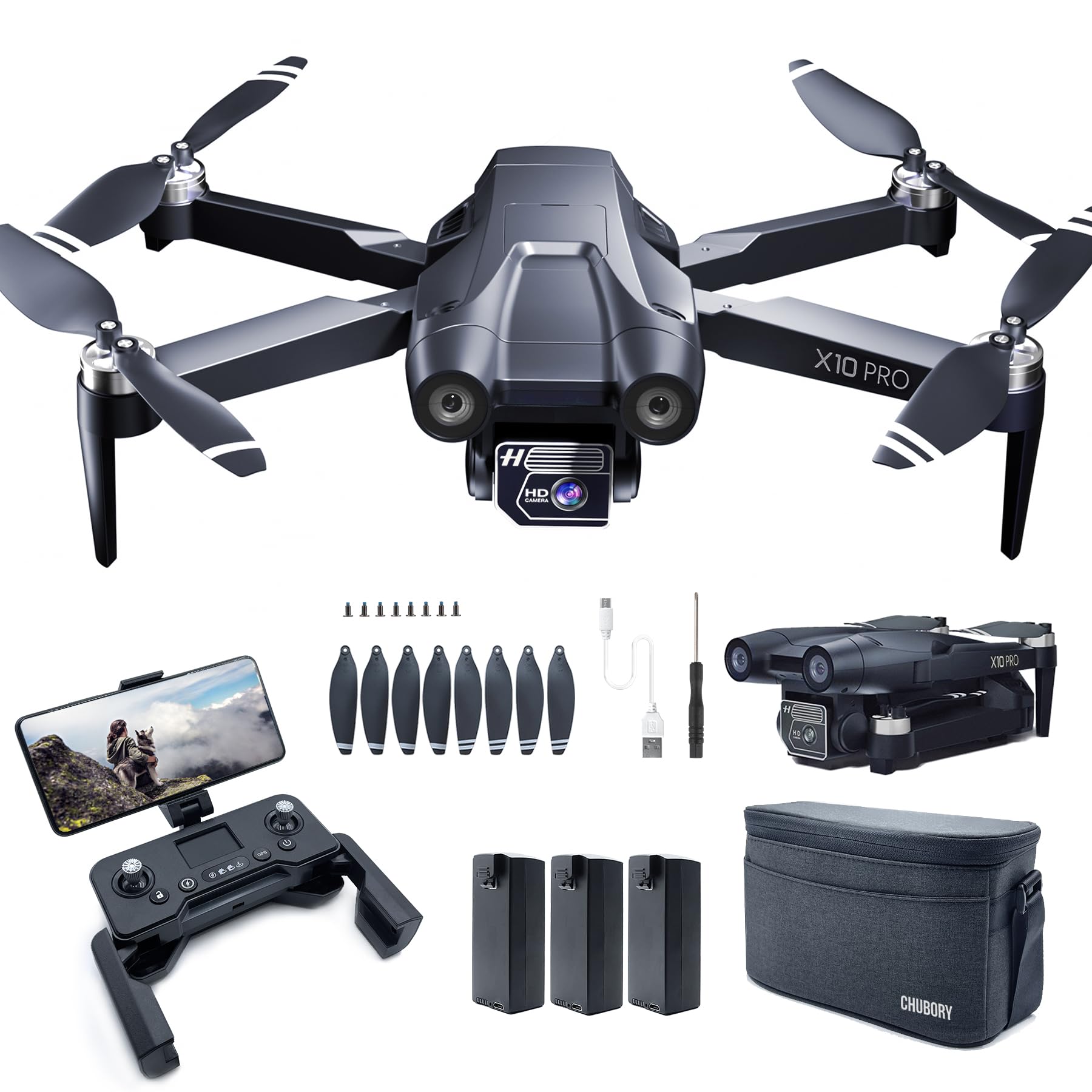🚁 CHUBORY X10 PRO GPS-Drohne mit Kamera 📷 für Erwachsene 4K UHD 🌟 Angebot bei HelloDeals