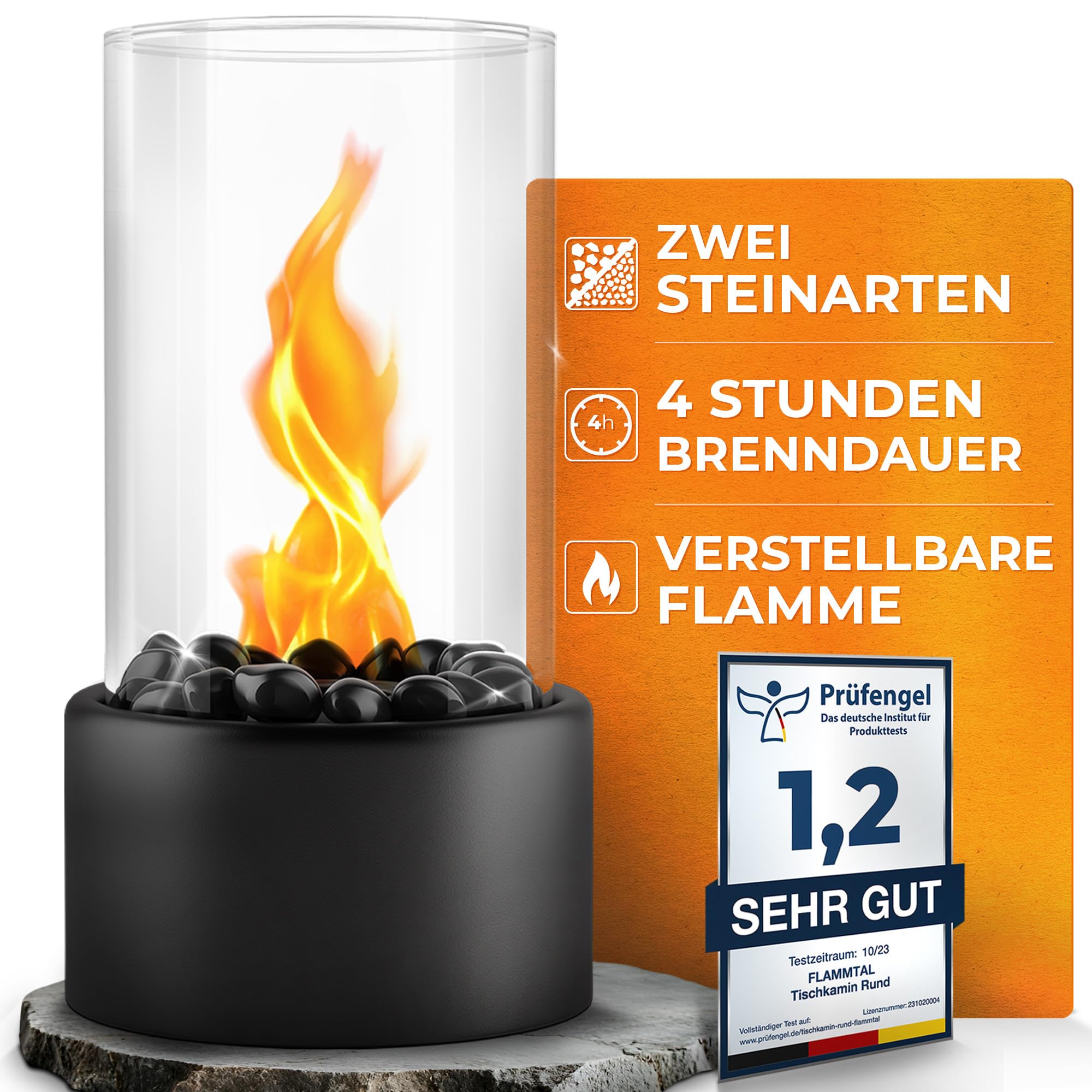 flammtal Bioethanol Tischkamin Round - Indoor & Outdoor Feuerzauber 🔥 Angebot bei HelloDeals
