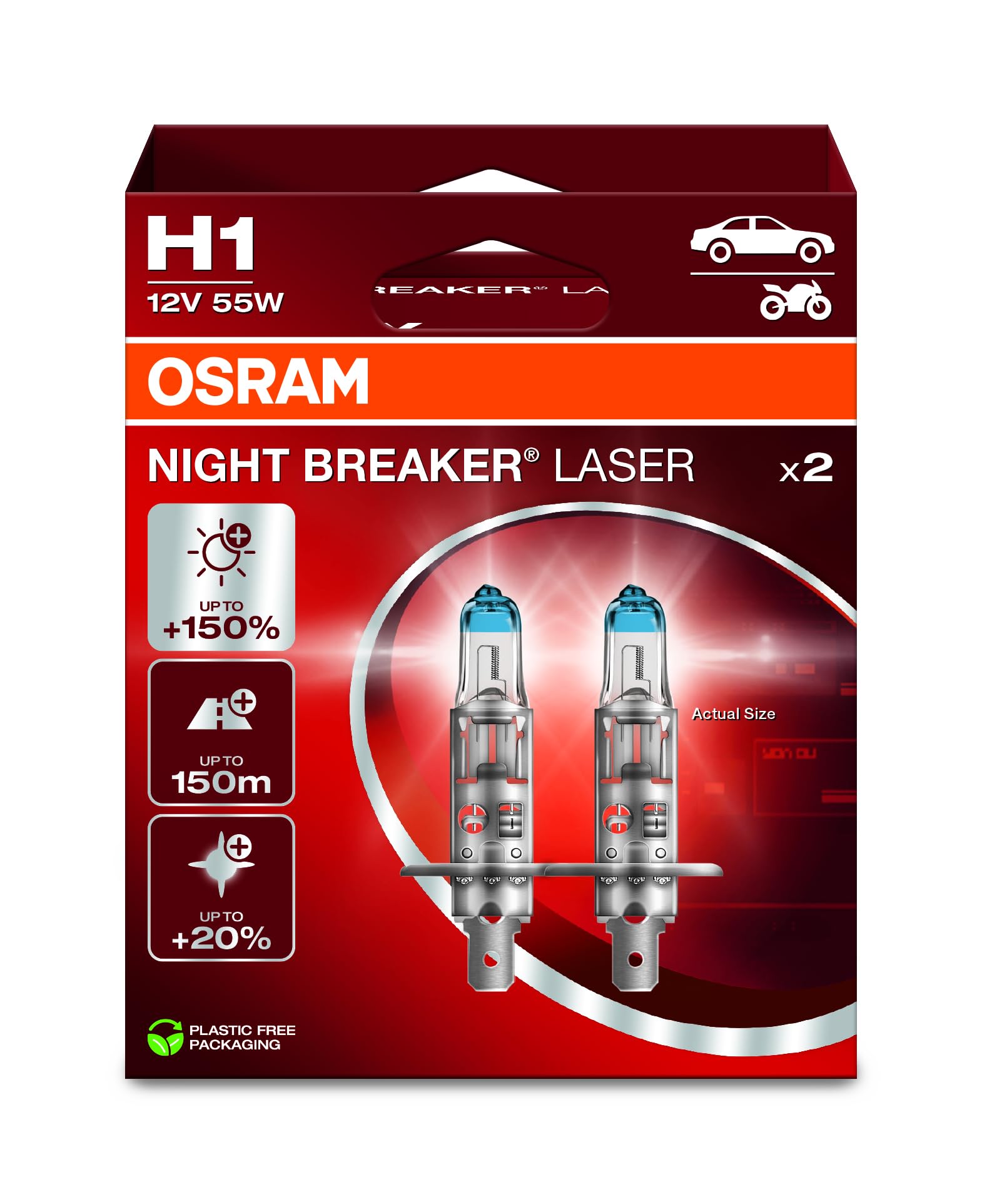 🔦 OSRAM NIGHT BREAKER LASER H1 +150% mehr Helligkeit | Angebot Angebot bei HelloDeals