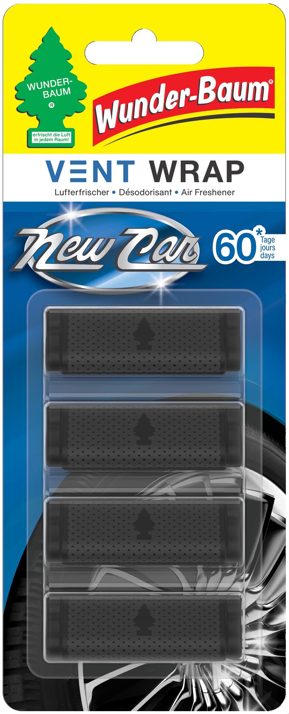 🚗🌿 WUNDER-BAUM Vent Wrap | Lufterfrischer fürs Lüftungsgitter | New Car | 4 Stück | 1er Pack Angebot bei HelloDeals