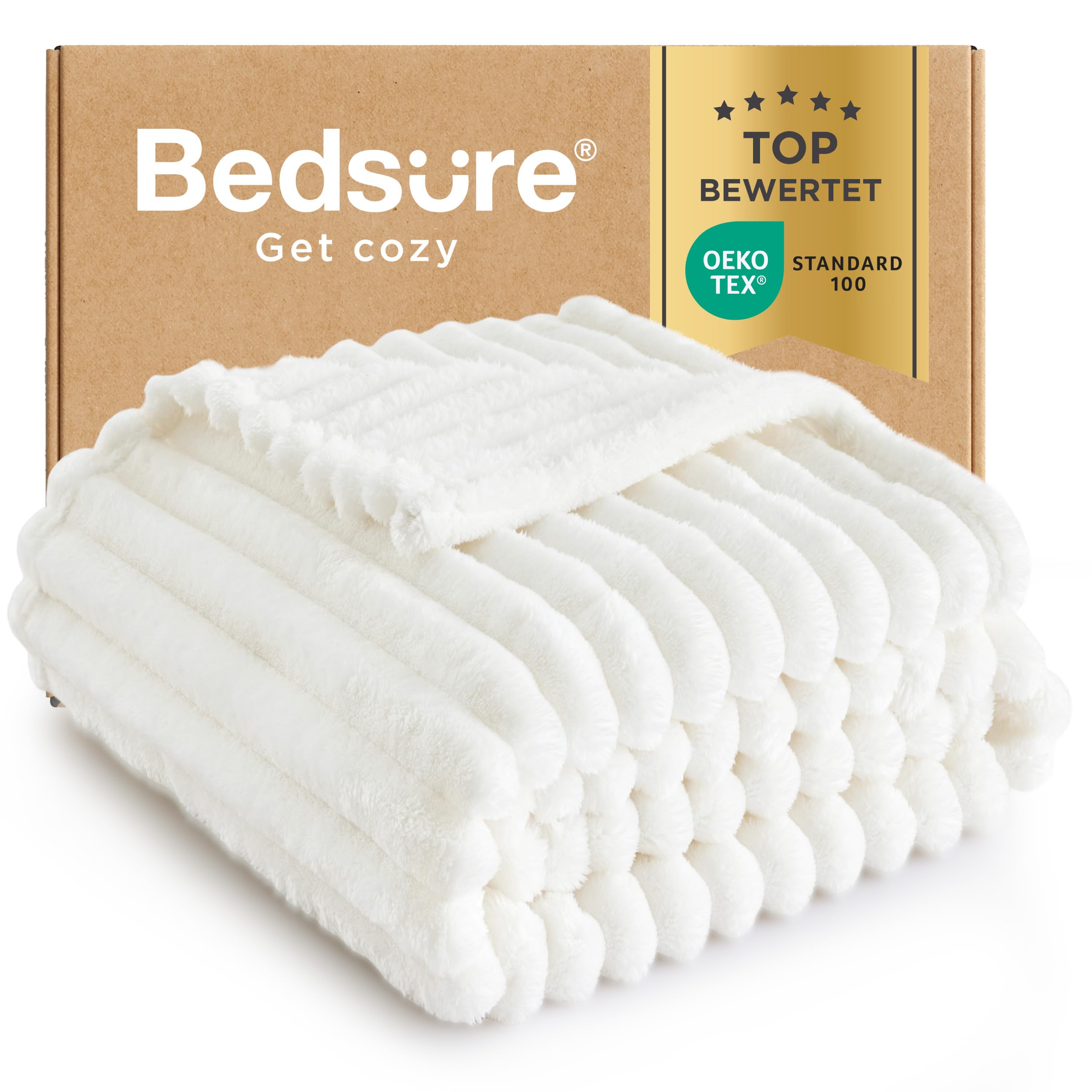 🛏️ BEDSURE Kuscheldecke Flauschig - Wolldecke & Fleecedecke, Sofadecke, Weiche Warme Grobe Korddecke für Zimmer Deko, Wohn- & Kuscheldecken, Tagesdecke, Wollweiß, 150 x 200 cm 🌟 Angebot bei HelloDeals