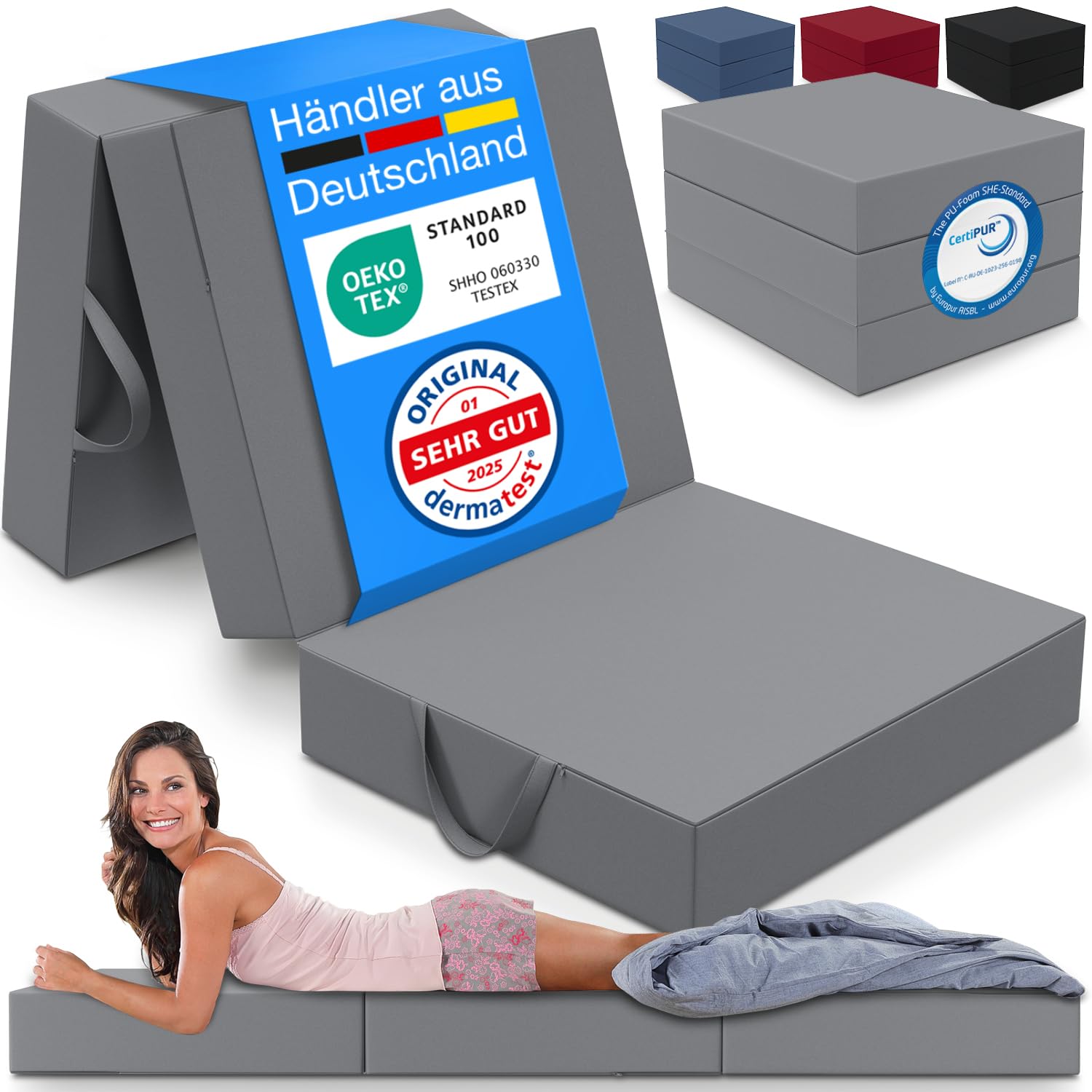 🌟 ELONEO Klappmatratze 3-teilige Faltmatratze (Grau, 75 x 195 x 15 cm) - Sonderangebot! Angebot bei HelloDeals