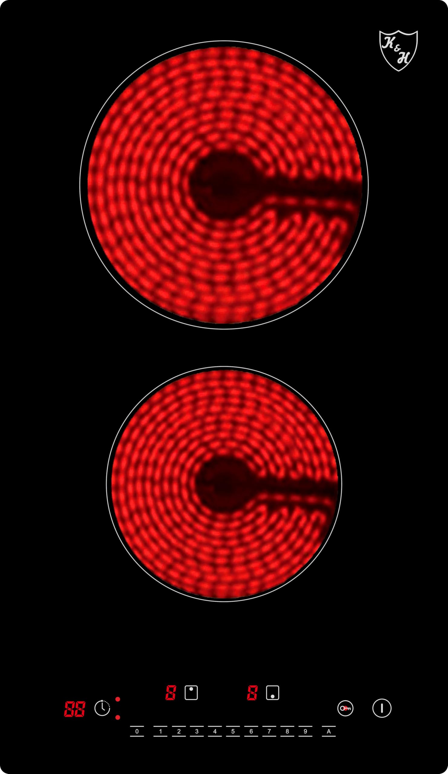 K&H Domino 2 Zonen Glaskeramikkochfeld Elektrokochfeld 30cm Autark Eingebaut VC-3002 Elektro Domino Standard 3000w 🌟 Angebot bei HelloDeals