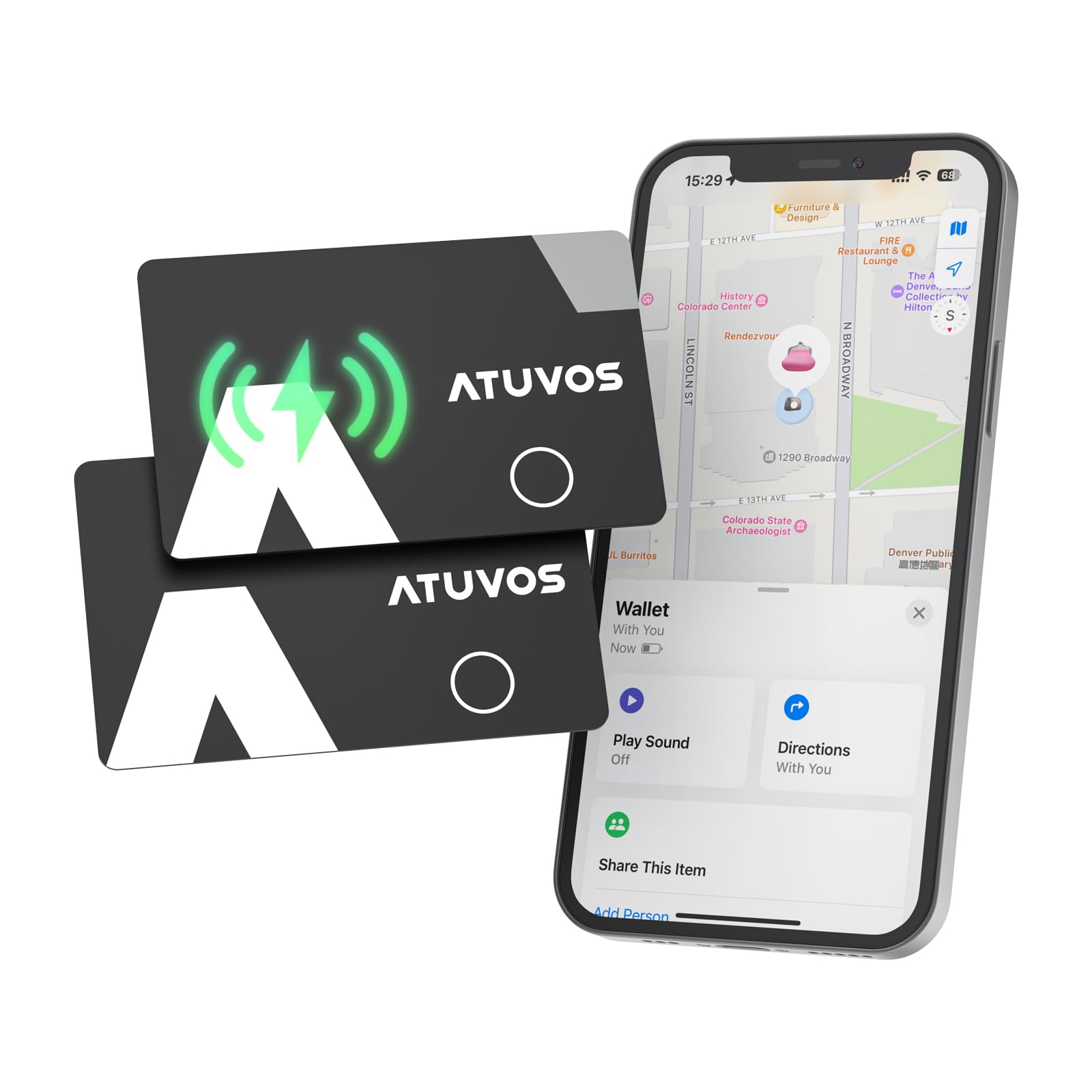 ATUVOS Air Tag Karte 2er, Wallet Tracker Card 1.6mm - Wiederaufladbarer Geldbörsenfinder Angebot bei HelloDeals