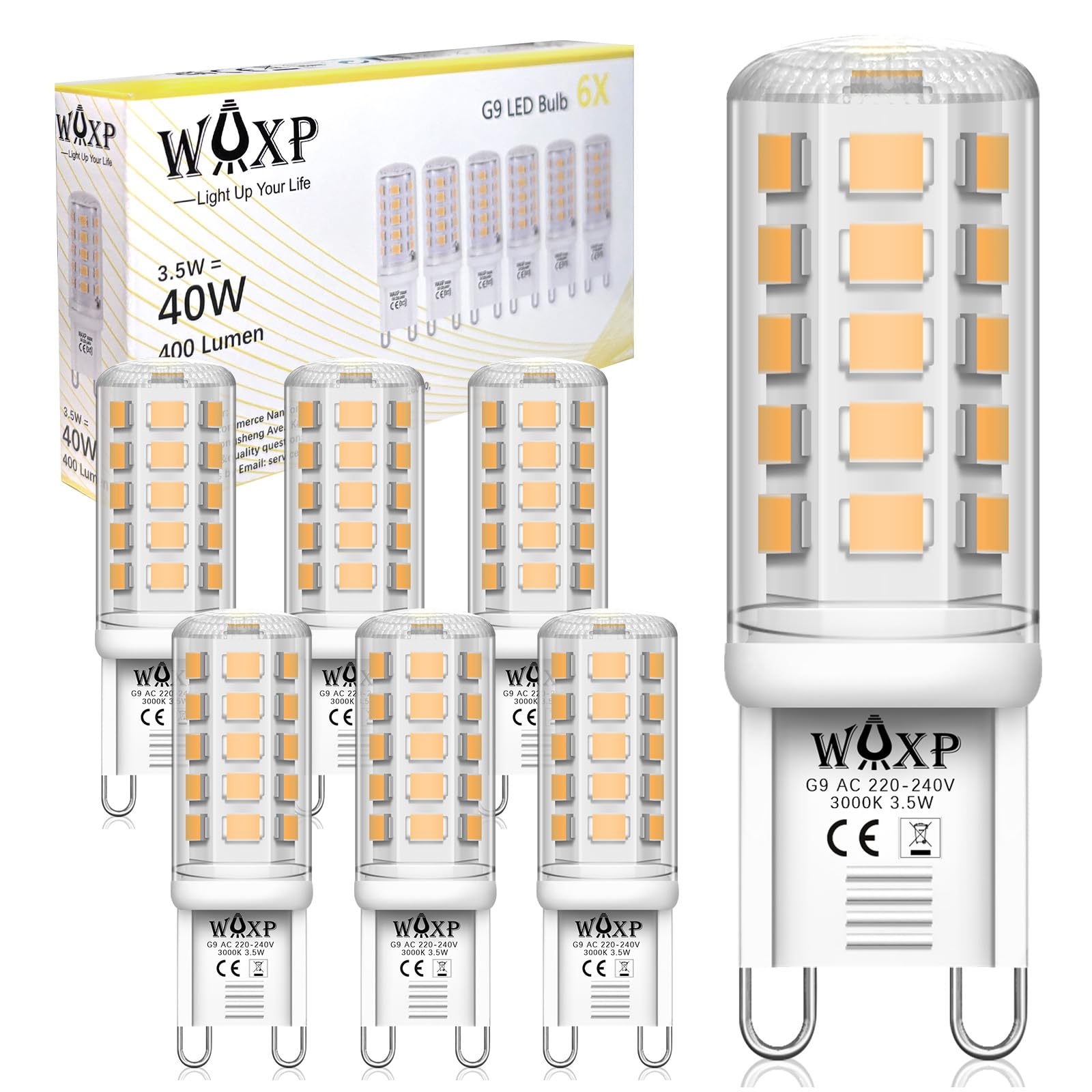 🌟 Super Angebot! 🌟 WAXP G9 LED Lampe Warmweiß 3.5W, 400 Lumen, 6er-Pack Angebot bei HelloDeals