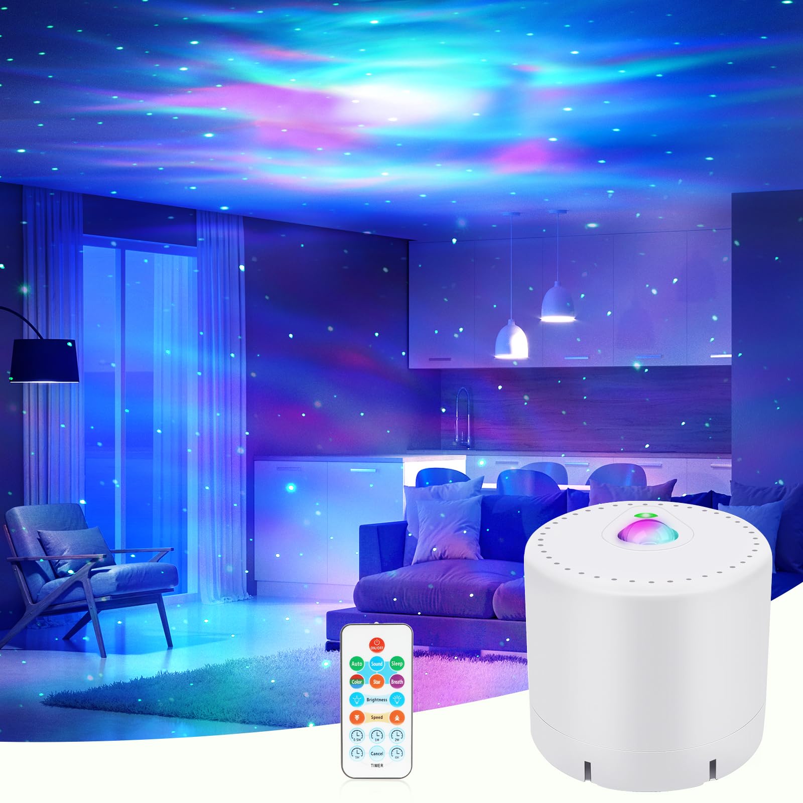 🌌 MHAZDZE LED Sternenhimmel & Meereswellen Projektor 🌊 Angebot bei HelloDeals