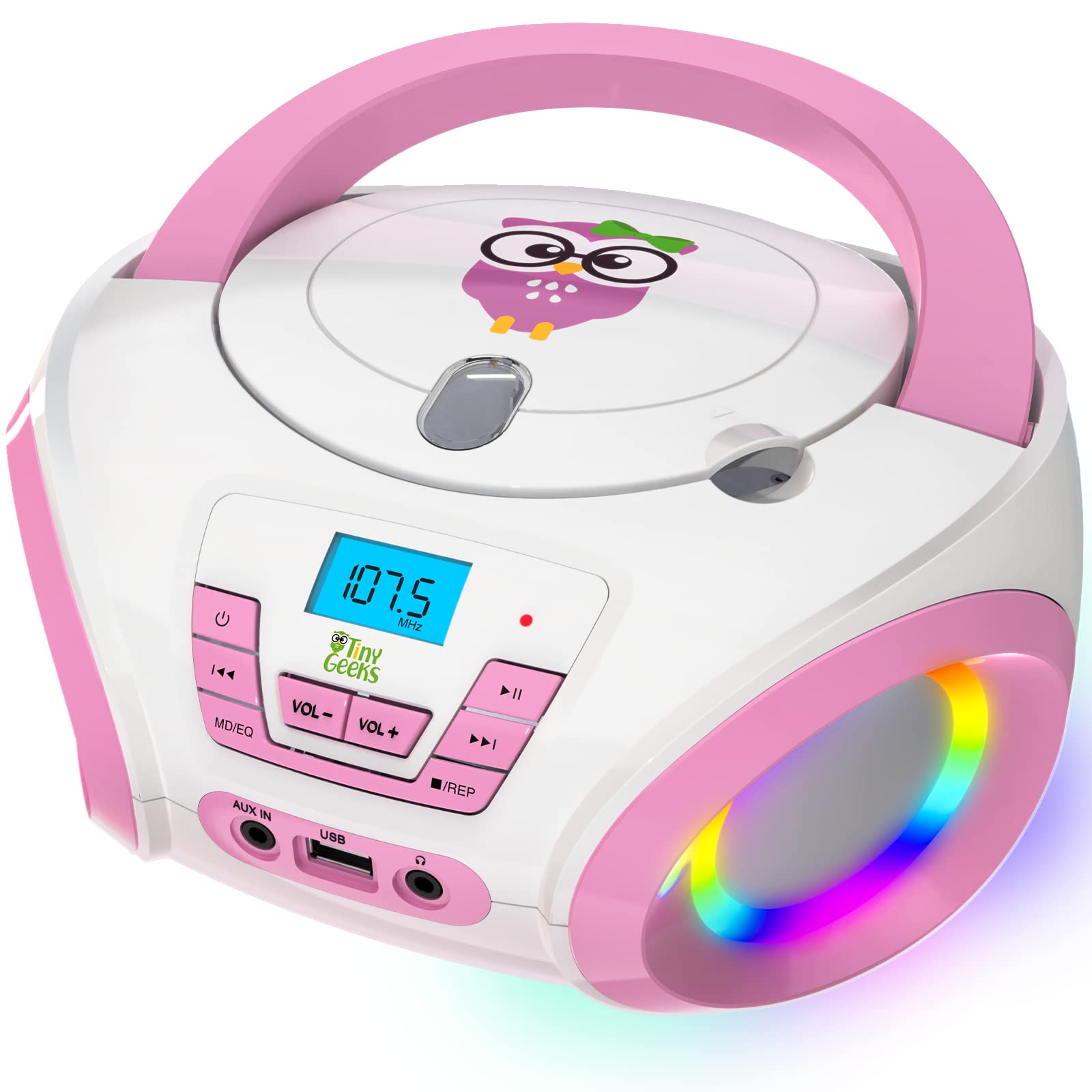 🎶 TinyGeeks Tunes Kids Boombox CD-Player für Kinder NEU - Rosa Radio mit Disco-Funktion 🌟 Angebot bei HelloDeals