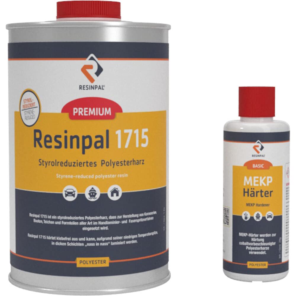 Polyesterharz mit Härter | 1 kg Resinpal 1715 + 20 g Härter 🛠️ | Laminierharz Set Angebot bei HelloDeals