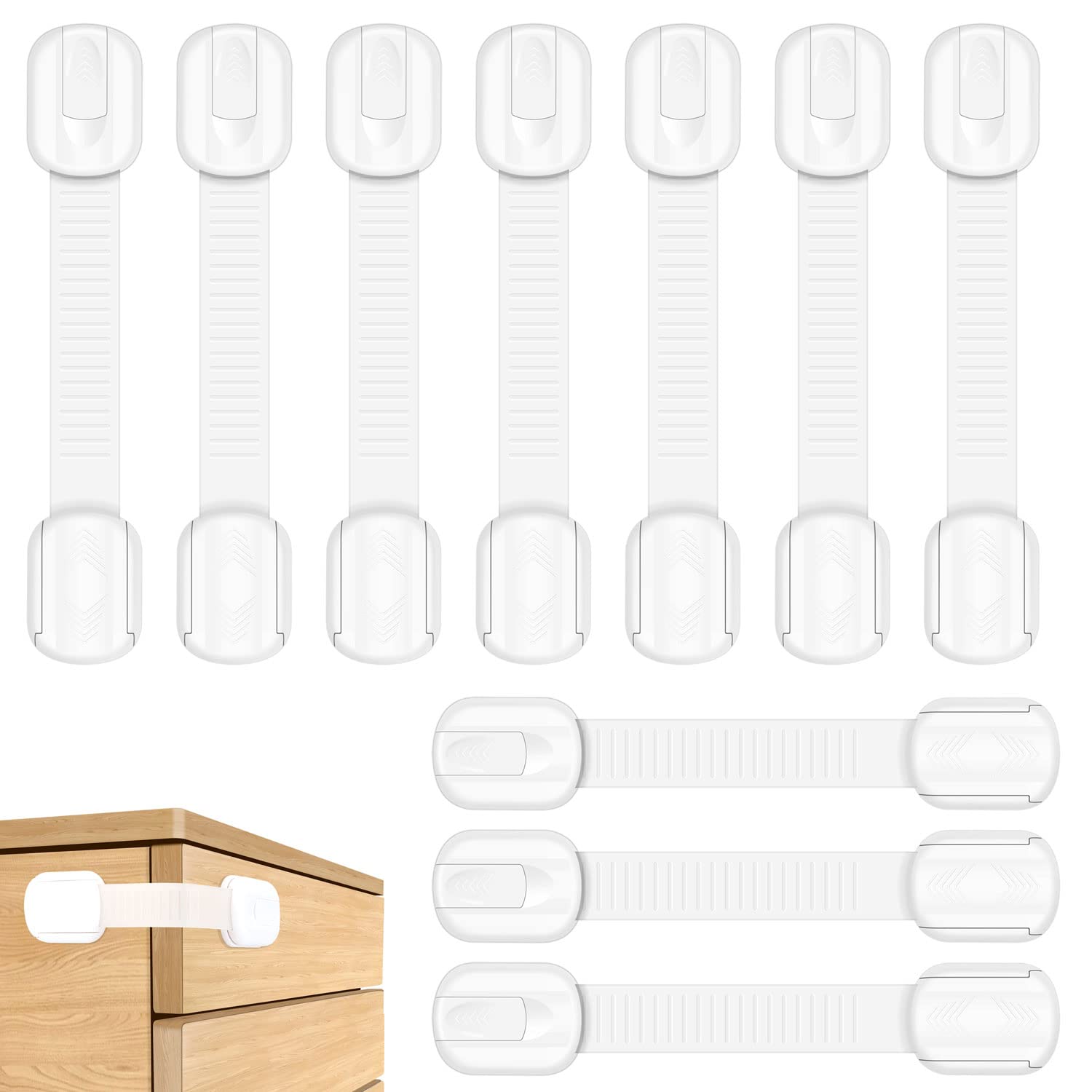 Septeamay 10 Stück Kindersicherung für Schrank und Schubladen - Weiß 10 Stück (1er Pack) 🛡️👶 Angebot bei HelloDeals