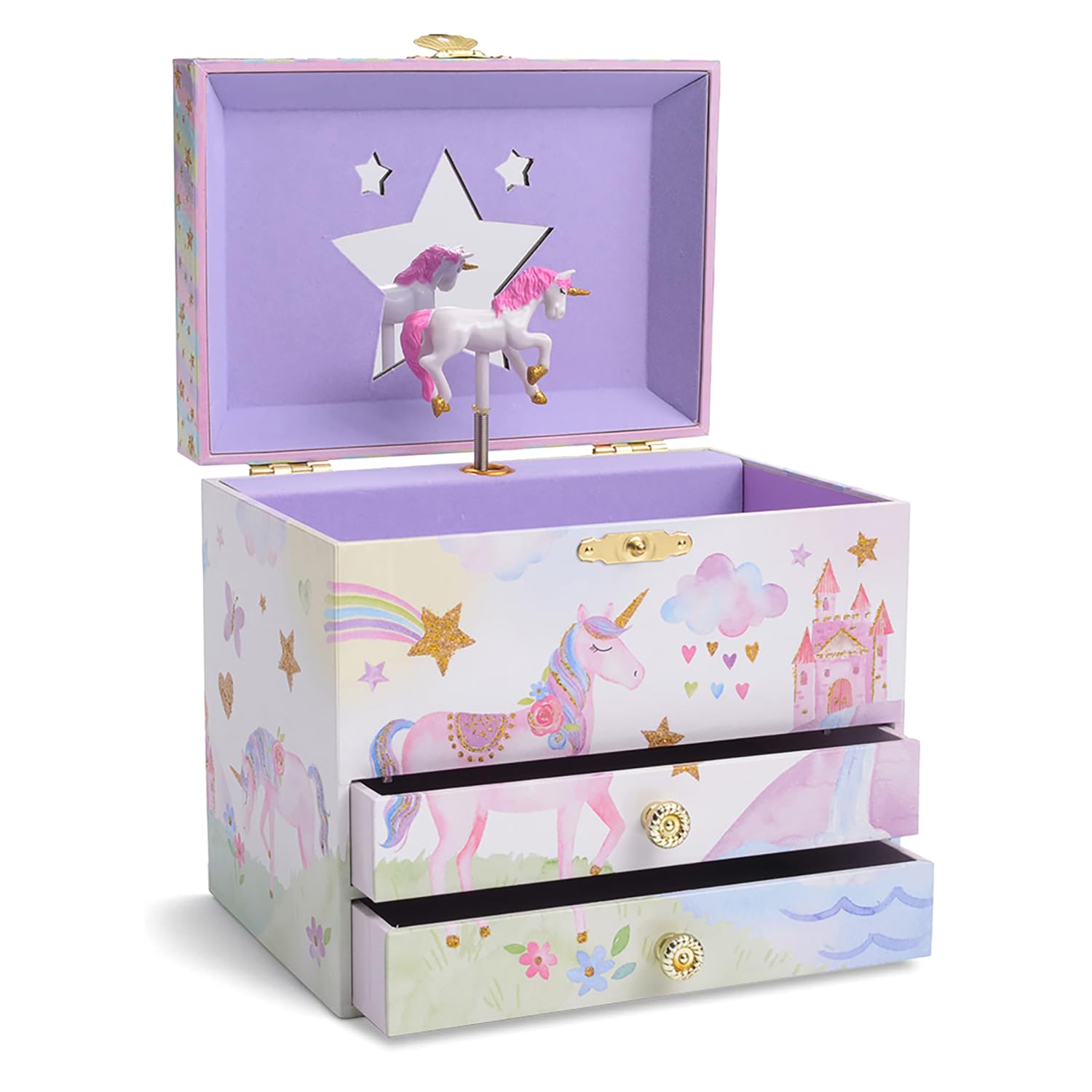 Jewelkeeper Musikalisches Schmuckkästchen Kinder Mädchen - Einhorn Schmuckkasten mit Glitzer Regenbogen 🦄🌈 Angebot bei HelloDeals
